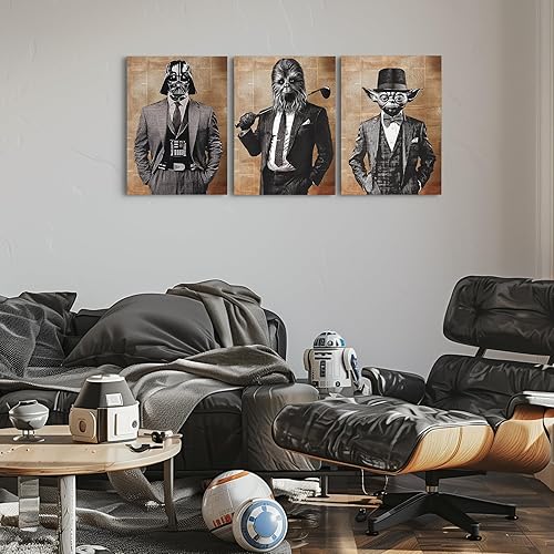 Miniatura 2 de Home & Honor Star Wars - Divertido arte de pared de oficina para hombre, impresiones retro de Darth Vader, juego de 3, impresiones artísticas