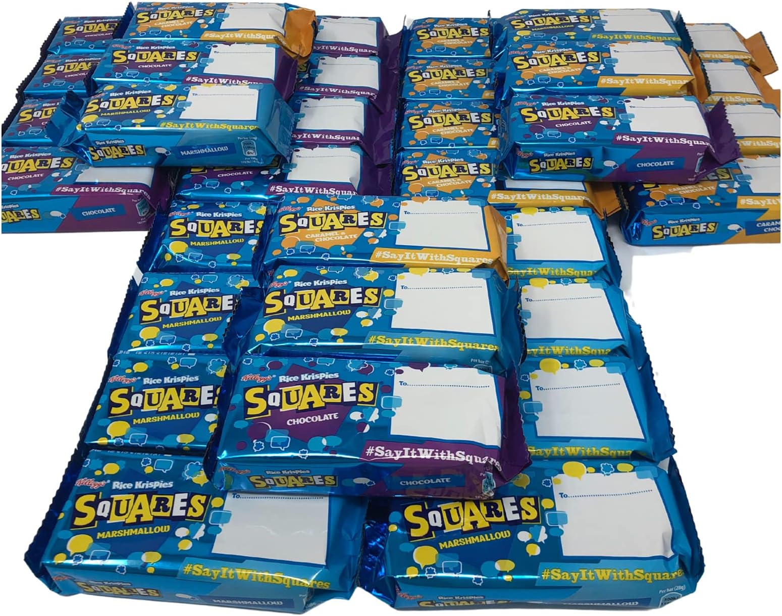 Rice Krispies Square Marshmallow Flavour 28g x 12 Chewy cereal Bars, Chocolate Flavour 36g x12 Crispy Bars, Caramel and Chocolate Flavour 36g 12 Cereal Bars Multipack Bulk Bundle (36 Bars Total)