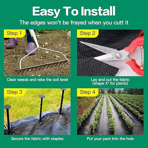 Miniatura 6 de Tela de barrera de malezas de 6 pies x 300 pies, tela de alta calidad tejida resistente para el suelo de jardín, tela de control de bloques de malas