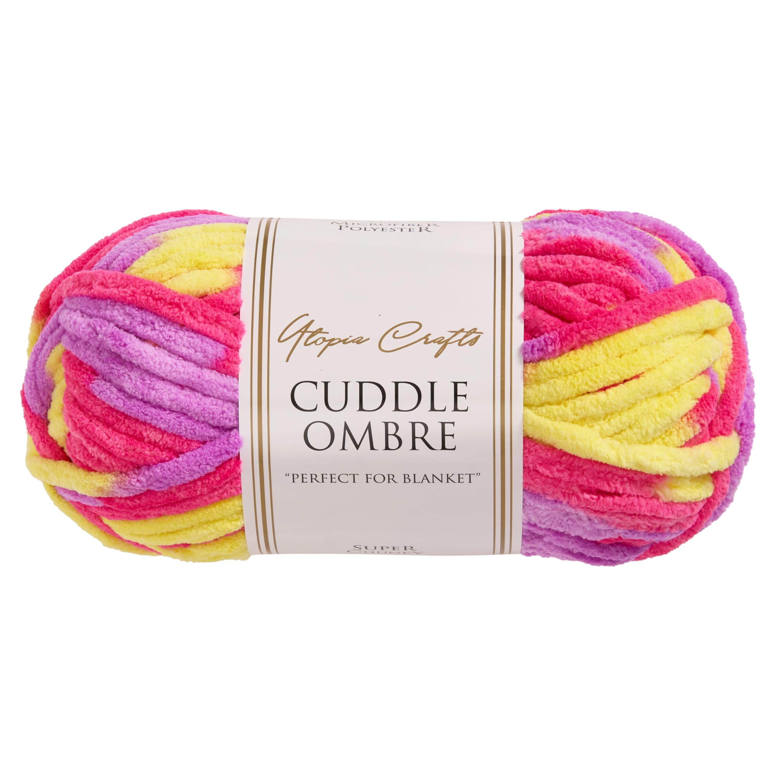 Utopia Crafts Cuddle Ombre Super Chunky Chenille Soft Yarn for Knitting and Crochet 100g (Candy Sunshine)
