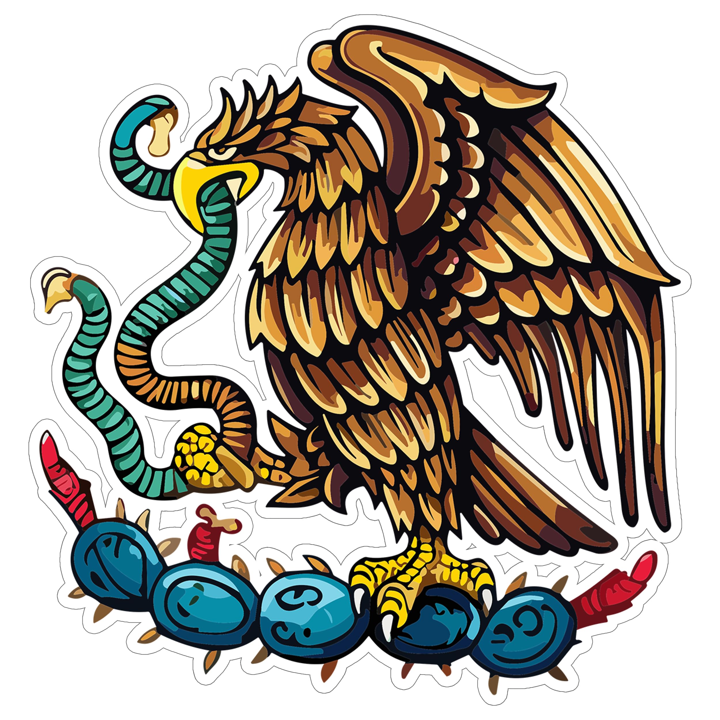 Mexico Coat of Arms Sticker 4 Inch City Travel Souvenir Destination - Waterproof Vinyl Decal for Laptop Water Bottle Car Tumbler - Durable Aesthetic