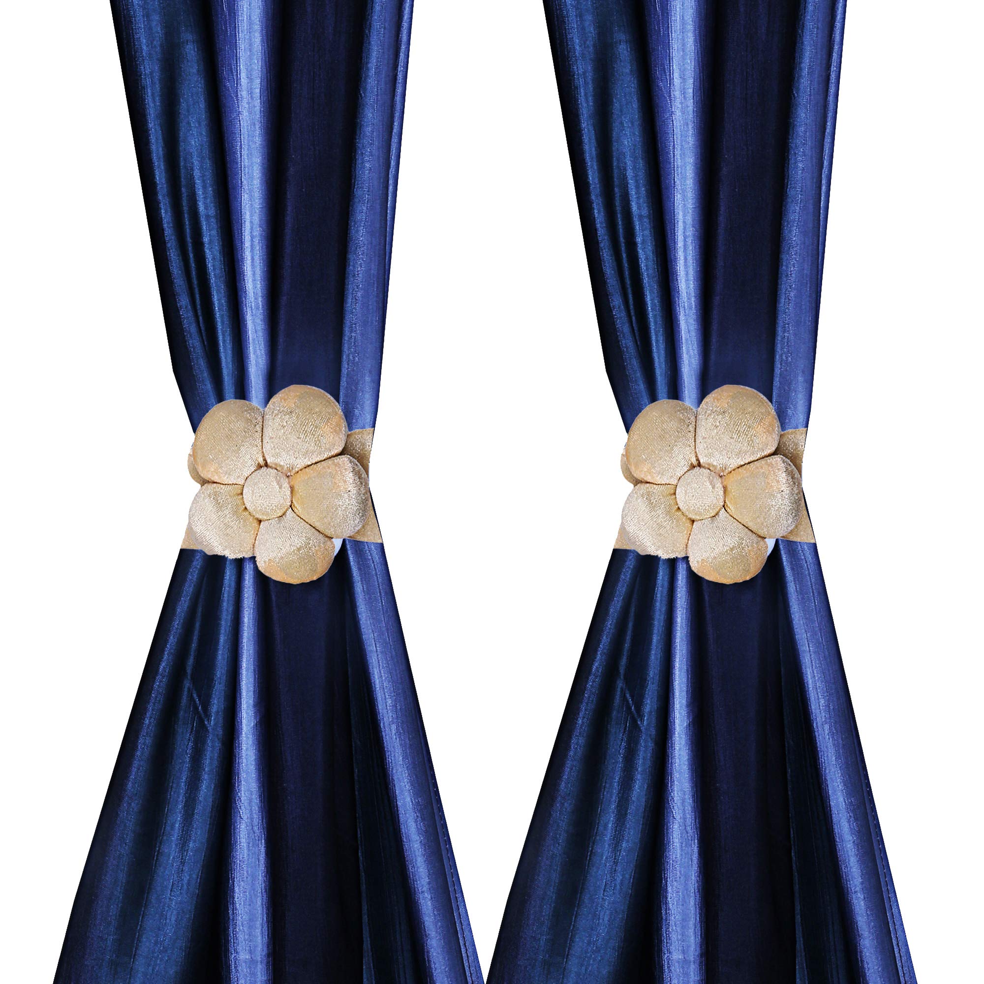 Velvet 2 Pieces Curtain Tie Back Tassel Set (Gold)