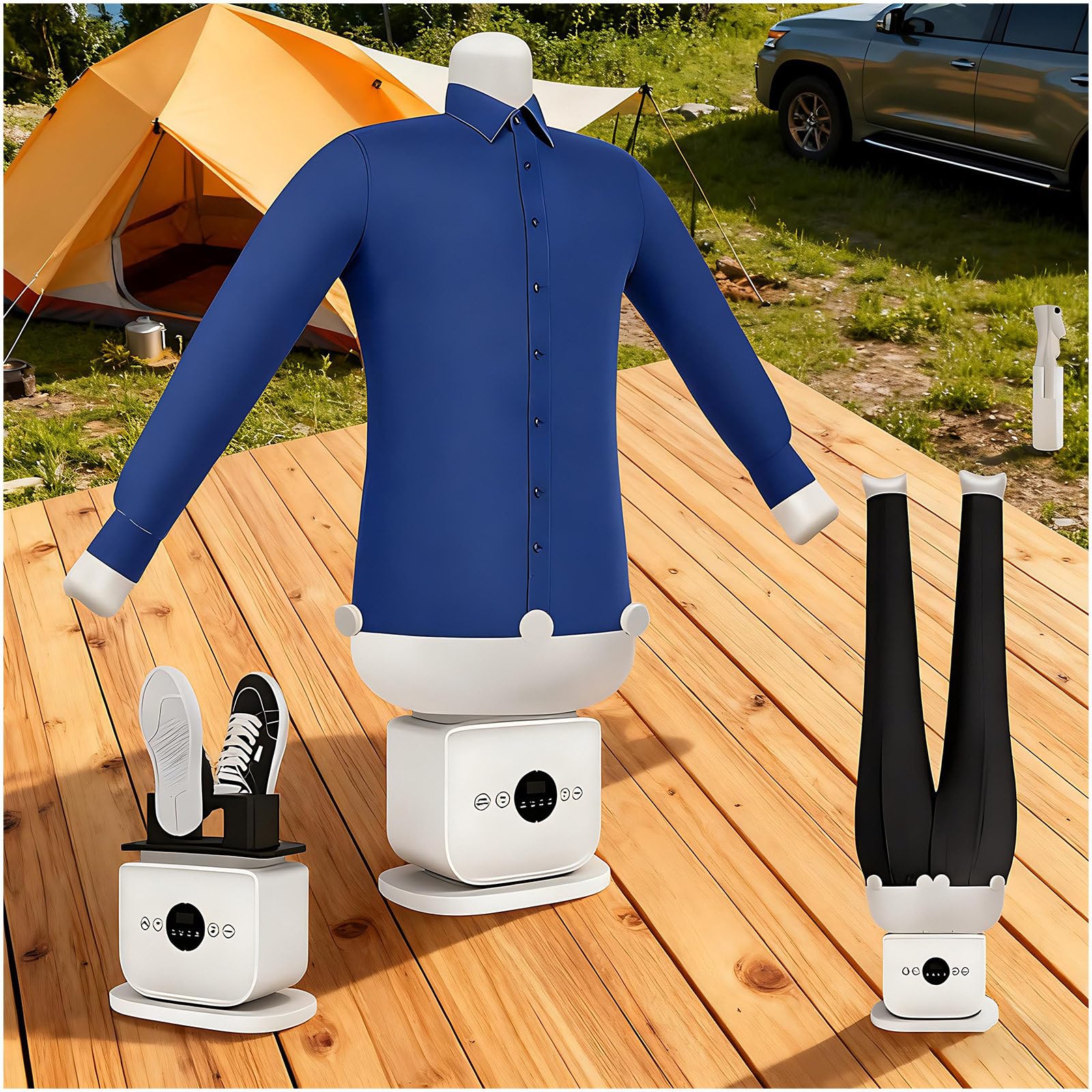 Fer à repasser automatique portable et sans fil avec étendoir à linge intégré modèle A