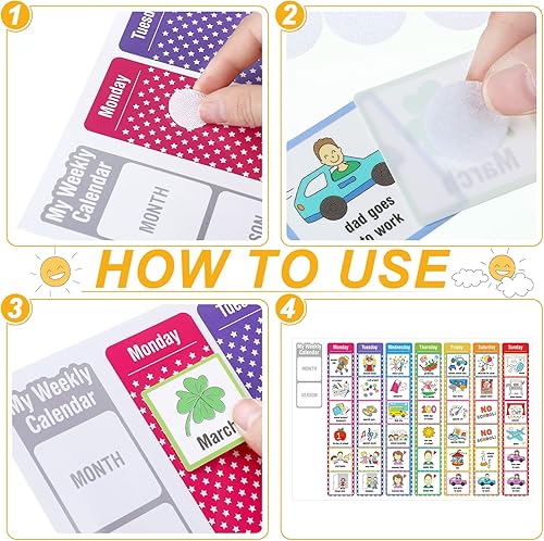 Miniatura 3 de 264 tarjetas visuales de horario  Rutina diaria y tabla de tareas para autismo, niños pequeños y niños  Planificador de pared con horario semanal y