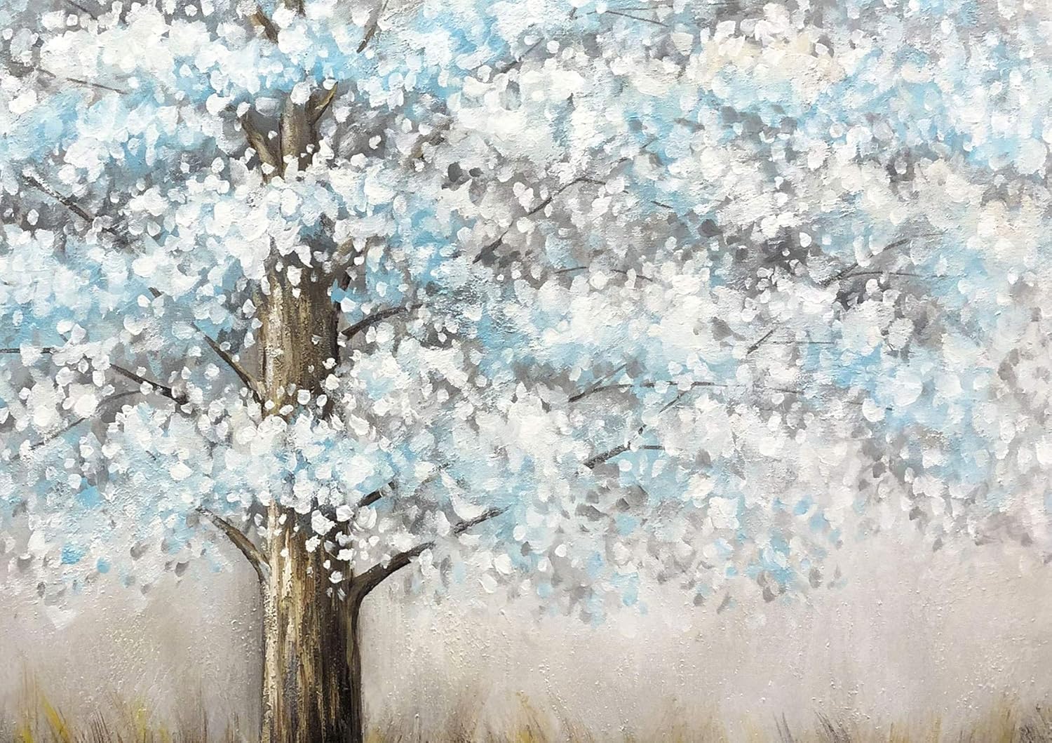 Metuu Canvas Paintings, Texture Palette Knife 3D Flowers Tree Paintings Modern Home Decor Wall Art Painting Colorful Wood Inside Framed Ready to Hang 24x48inch-1