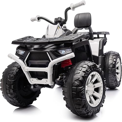 ATV para niños de 4 ruedas, 24 V 4WD eléctrico ATV juguete para niños grandes con 2 plazas, motor de 4 x 200 W, velocidad máxima de 5.6 Mph - Blanco