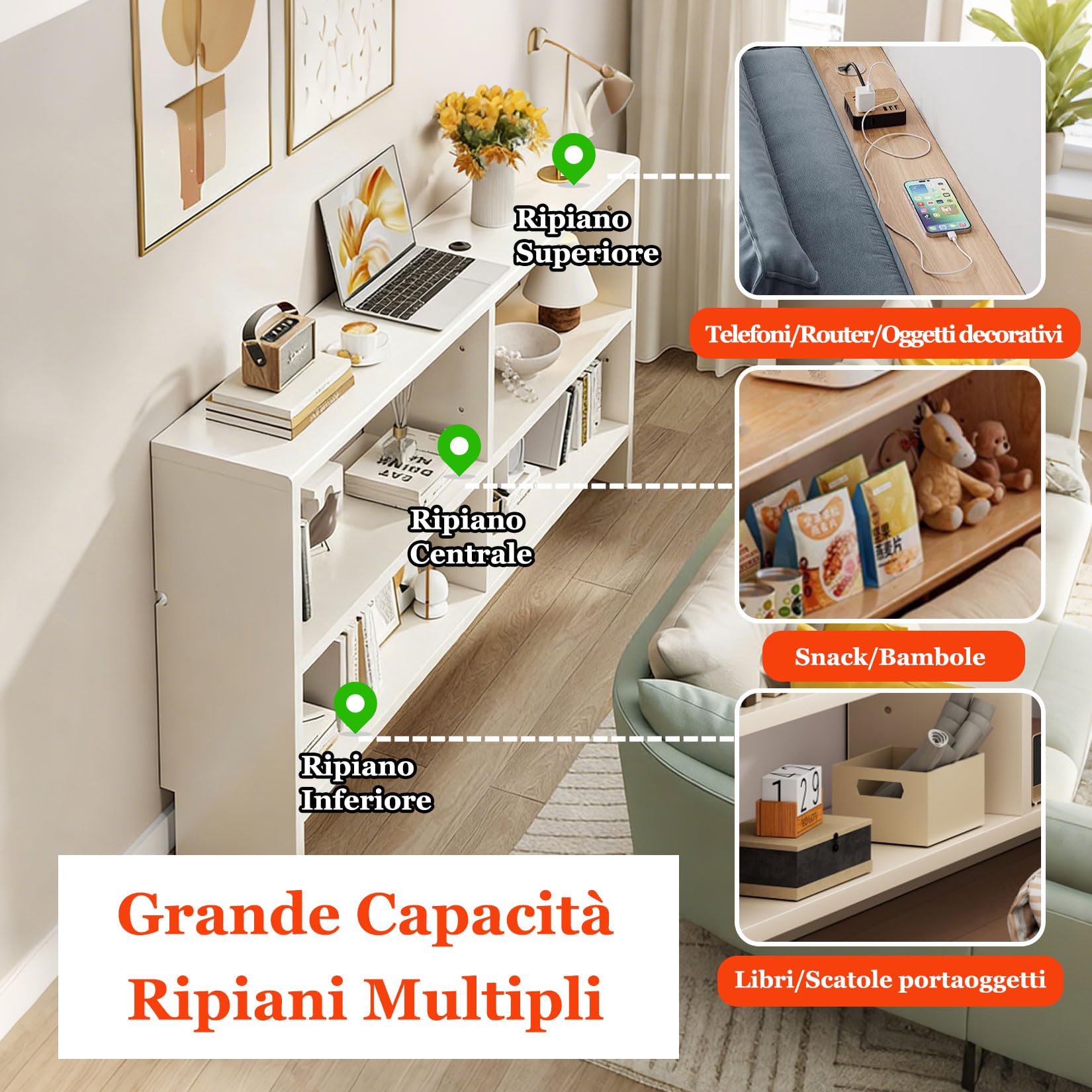 Consolle Sottile,Tavolino Stretto e Lungo per Divano,Tavolo Consolle Ingresso legno,Con spazio di archiviazione,per Soggiorno,Camera da Letto,Corridoio