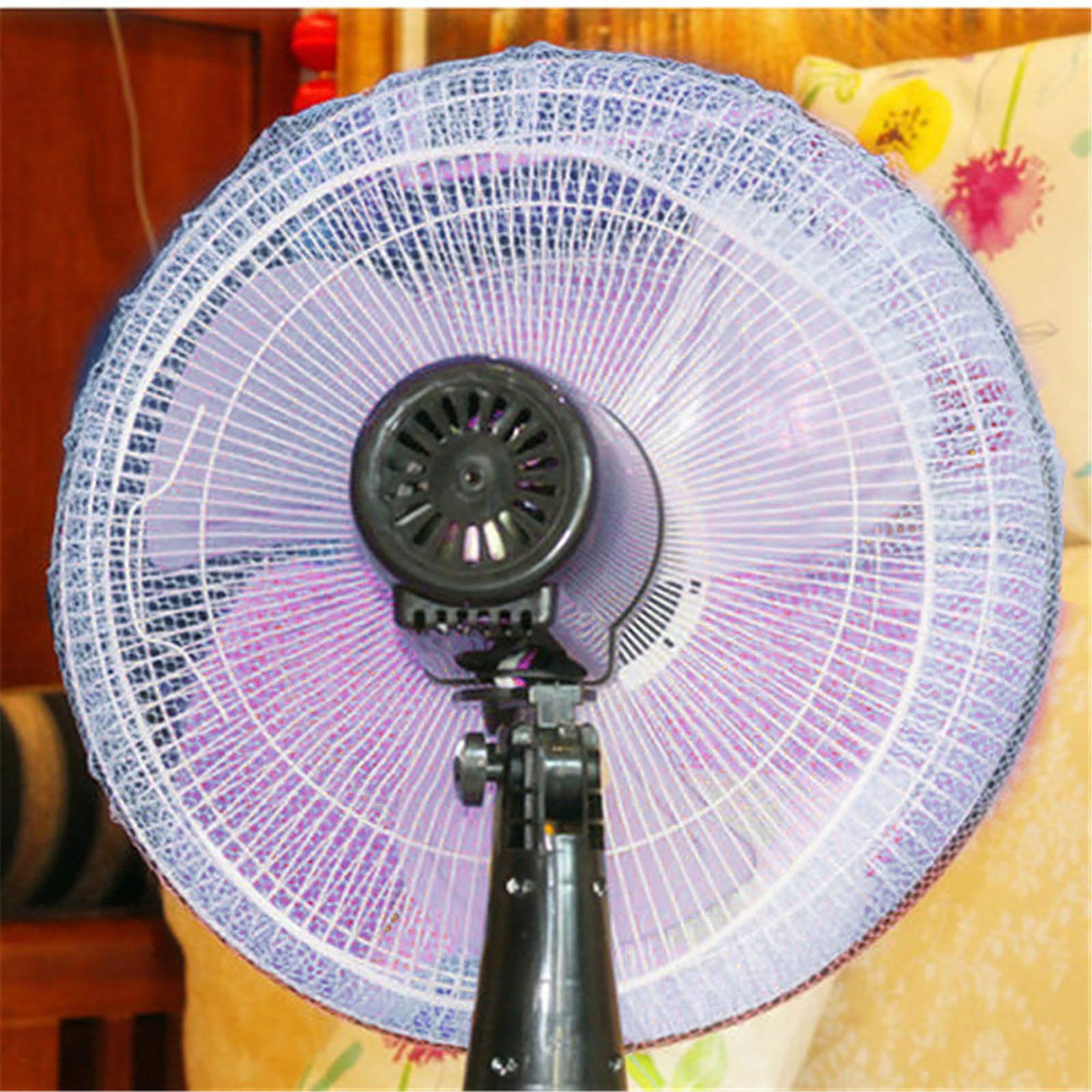 Housse de Sécurité pour Ventilateur avec Filet Anti-Pincement - Protection Enfant et Anti-Poussière pour Ventilateur Électrique d'Été, Maison ou Chambre - Taille Unique (Blue)