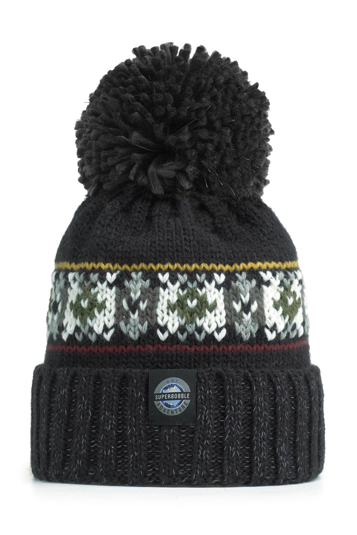 B&Q -  Reflective Fair Isle Knit Bobble HatShadow Pine