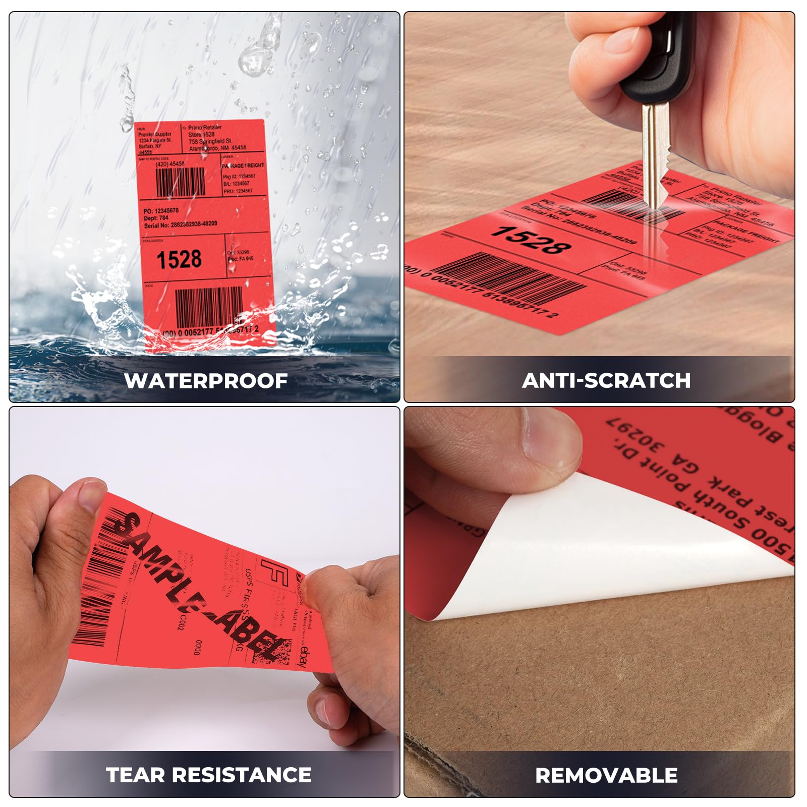 Etichette per spedizione, 76 x 127 mm, in vinile, autoadesive, termiche, impermeabili, perforate, per ufficio, magazzino, nome, indirizzo, 300 pezzi