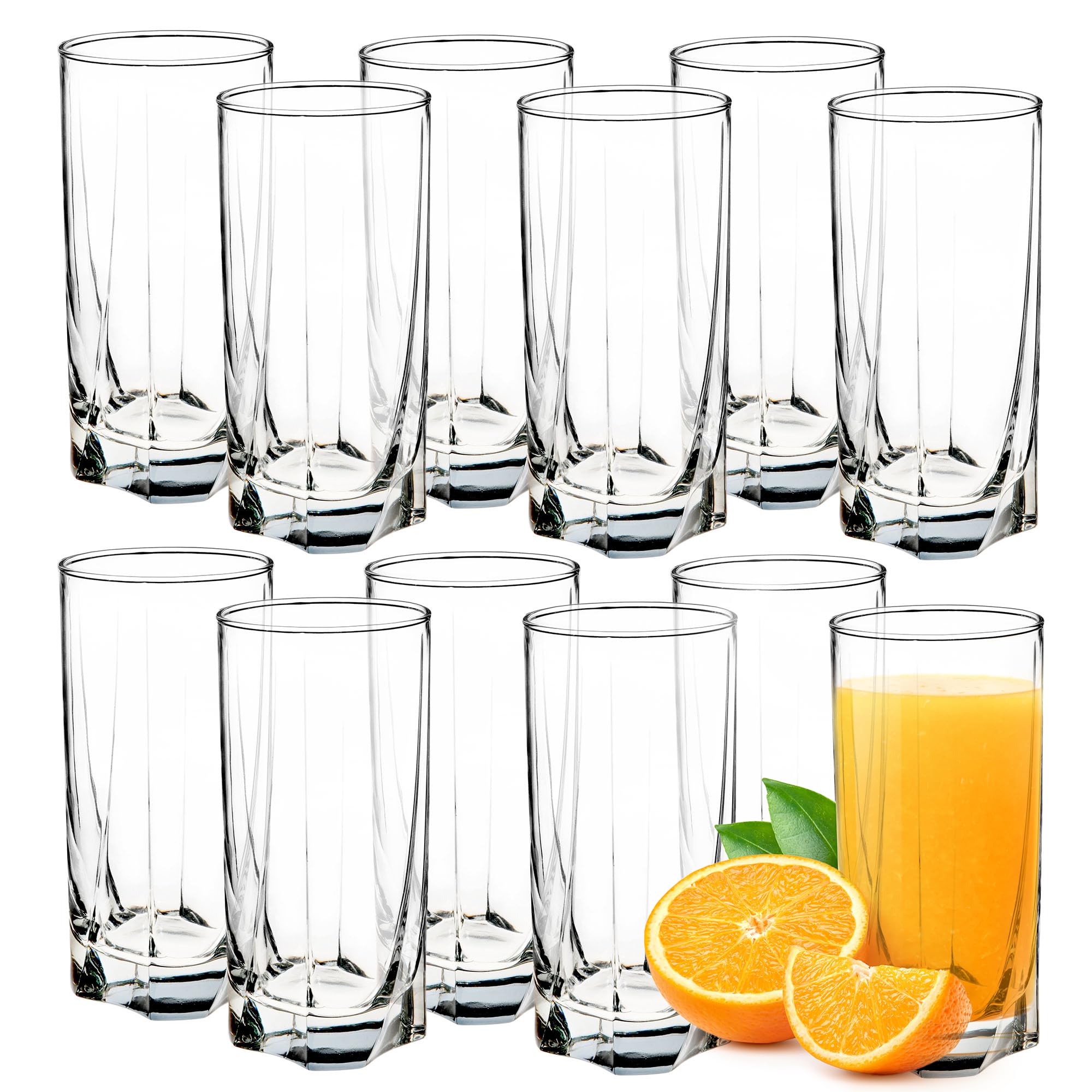 KADAX Verres à Boire pour Toutes les Occasions, Verres Transparents pour Jus, Cocktails, Eau et Soda d'une Élégance Incomparable (380 ml, Lot de 12)