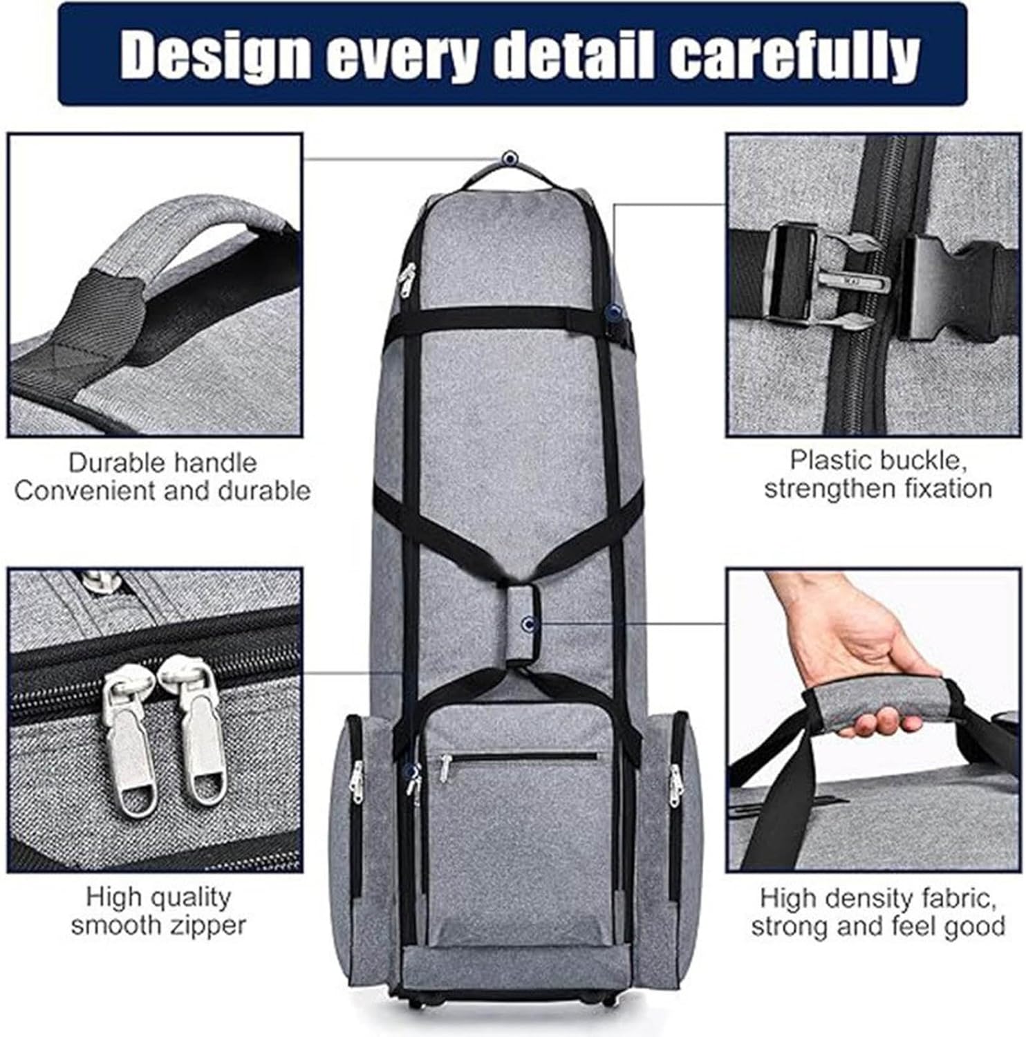High-Grade Oxford Golf Travel Bag with Smooth Wheels, Padded Golf Club Cover for Safe Air Travel