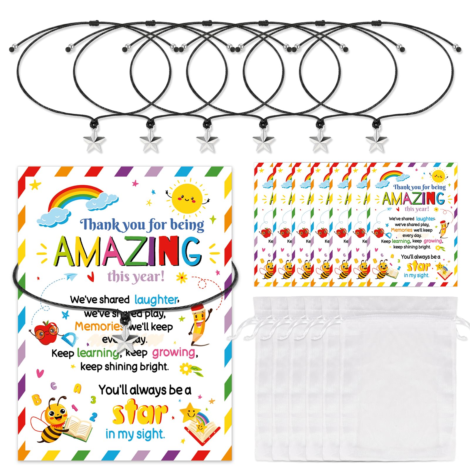 HOWAF End of Term Gifts for Children, 6 PCS You're a Star Bracelets & Cards, Gifts for Students from Teachers, Year 6 Leavers, School Leavers Gift, End of Year Gift for Students