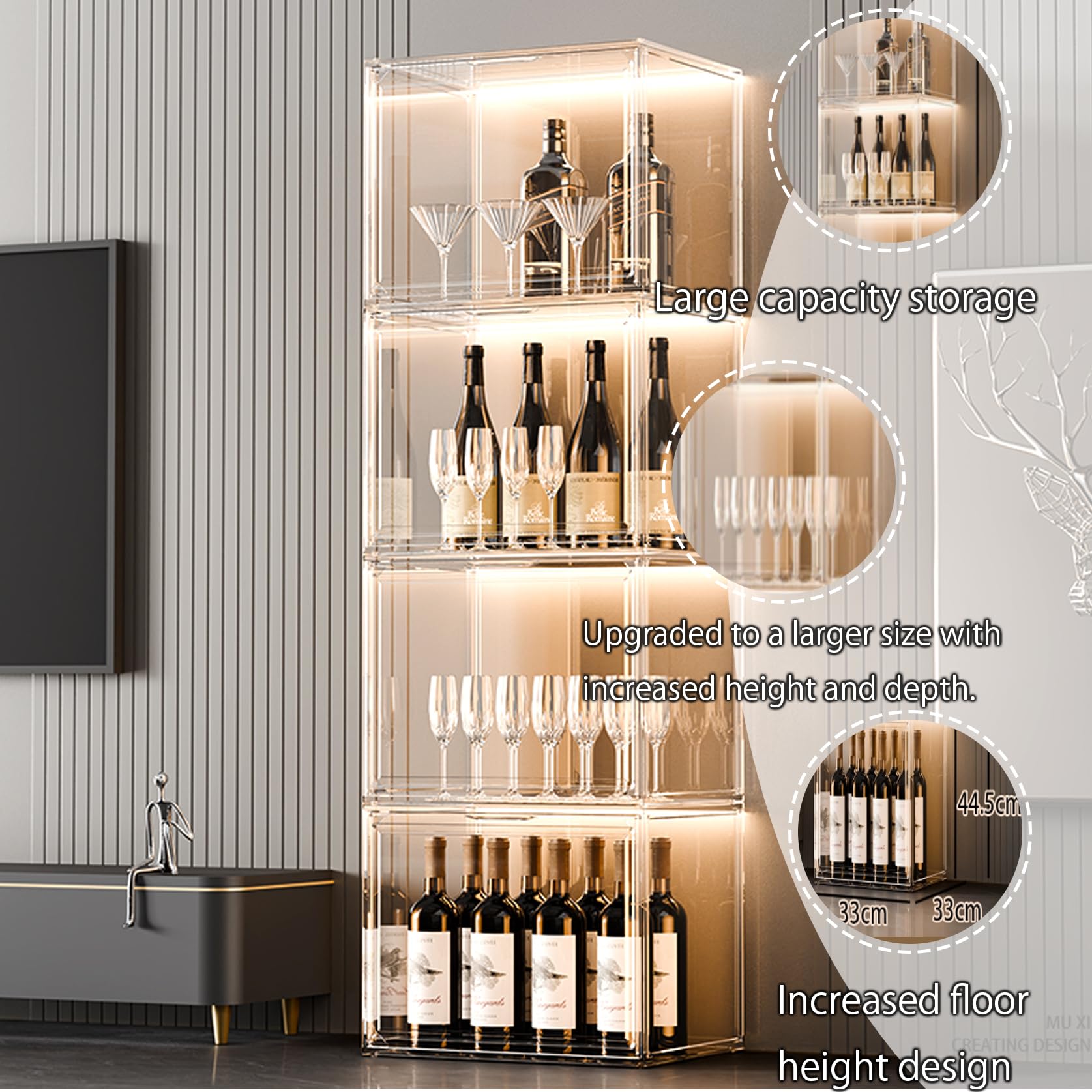 Casier à vin autoportant, casier à vin pour Placard, étagères de présentation pour Boissons et vin, pour Cuisine, Bar et Cave.