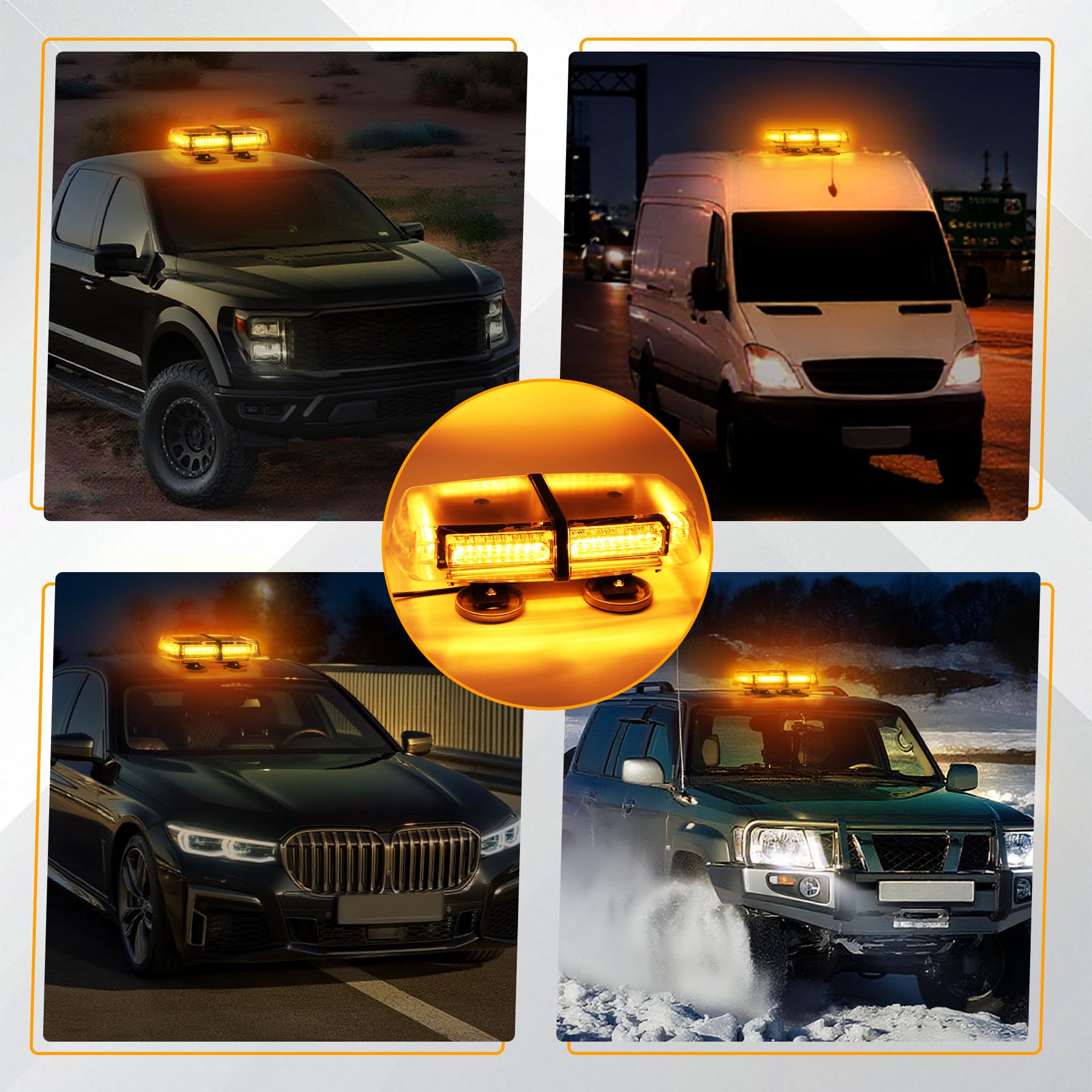 Luces Estroboscópicas De Emergencia para Coche 54 LED Magnéticas 12-24V 7 Modos Doble Control IP65 Luz De Advertencia Universal para Camión SUV Vehículos