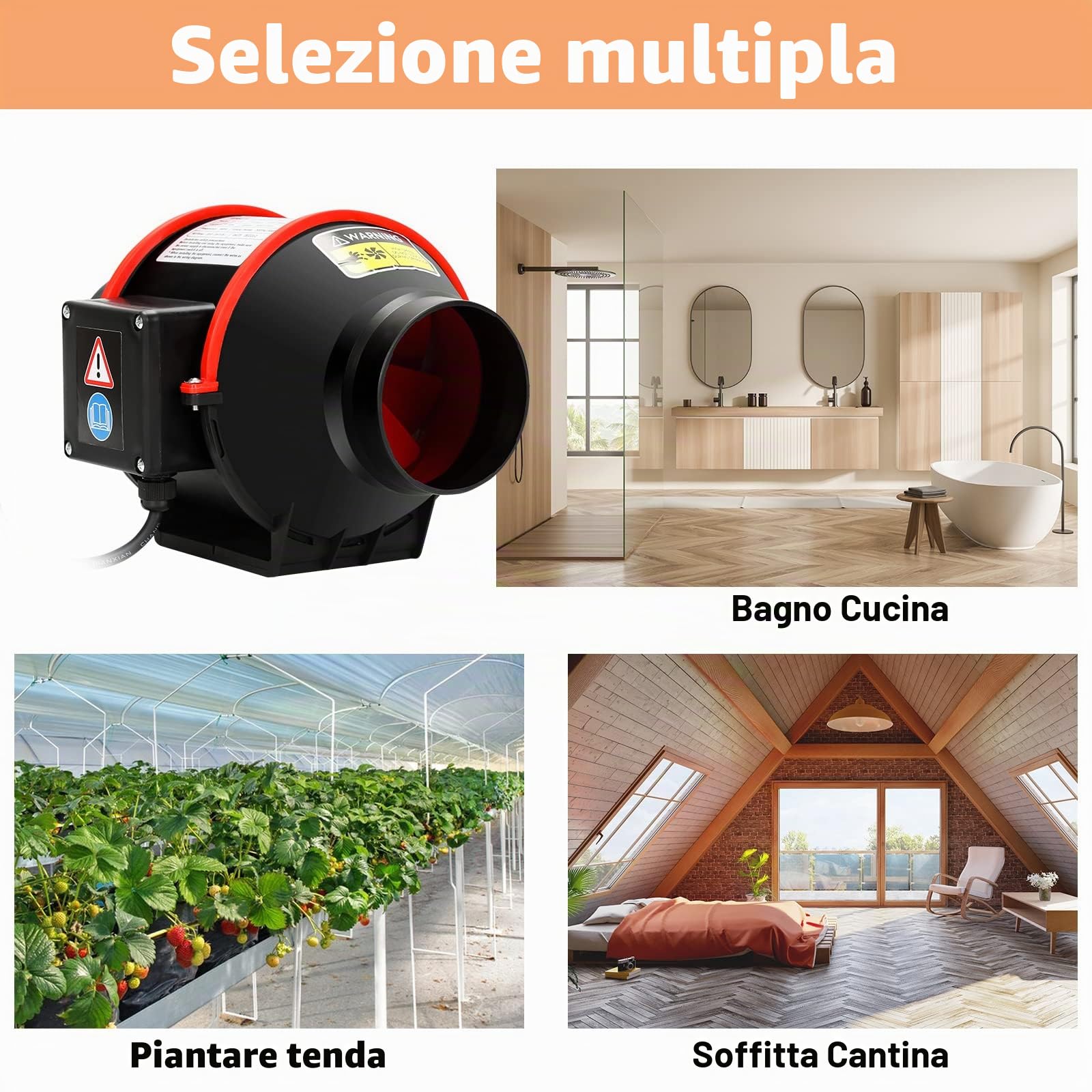 Ventilatore assiale a tubo con telecomando, 100 mm Ventilatore da Bagno 2 velocità 310m³/h ventilatore da bagno per cucina, serra, tenda da coltivazione