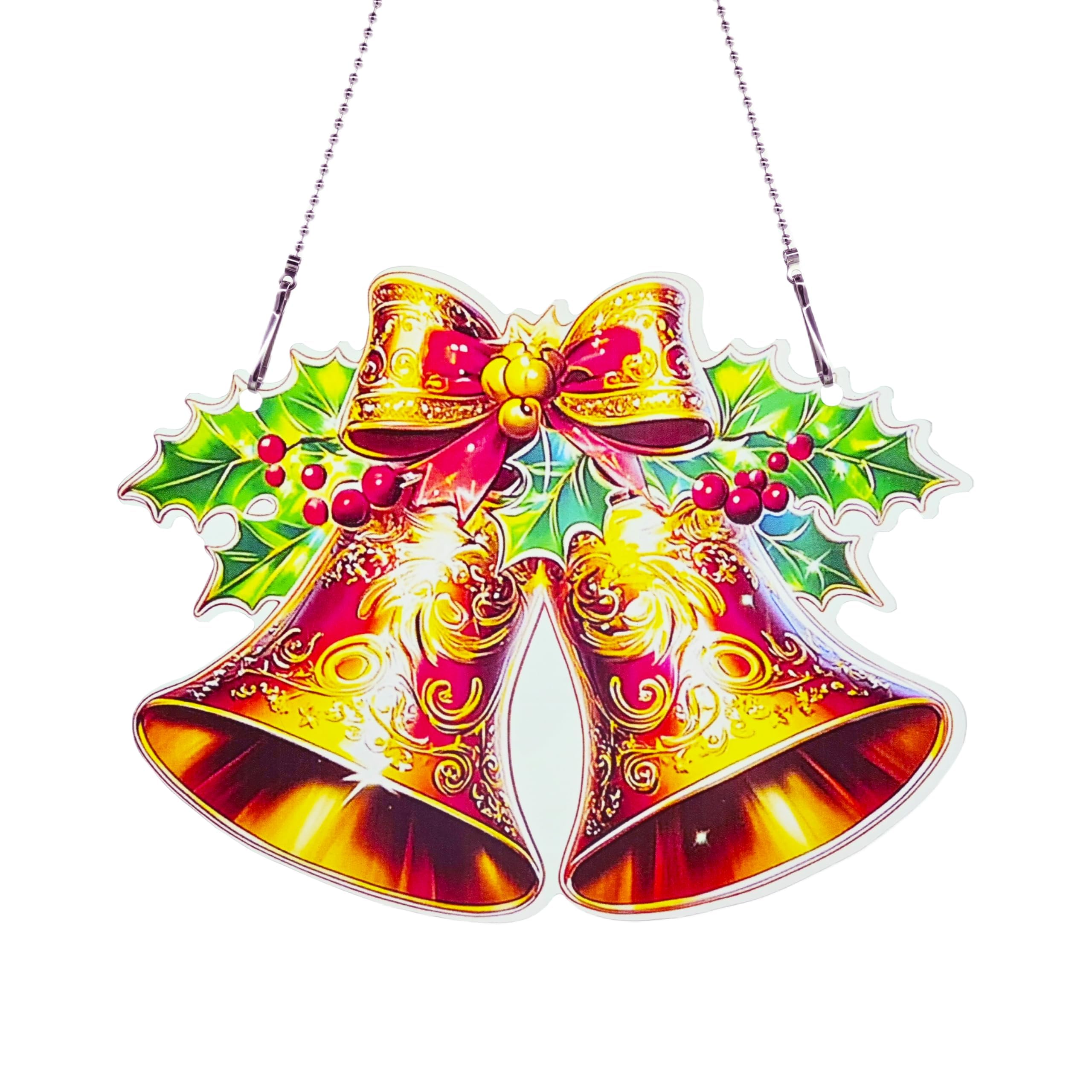 Christmas Bell Ornaments Colorful Window Hanging Decorations Home Wall Decor for Bedroom Patio Indoor Outdoor