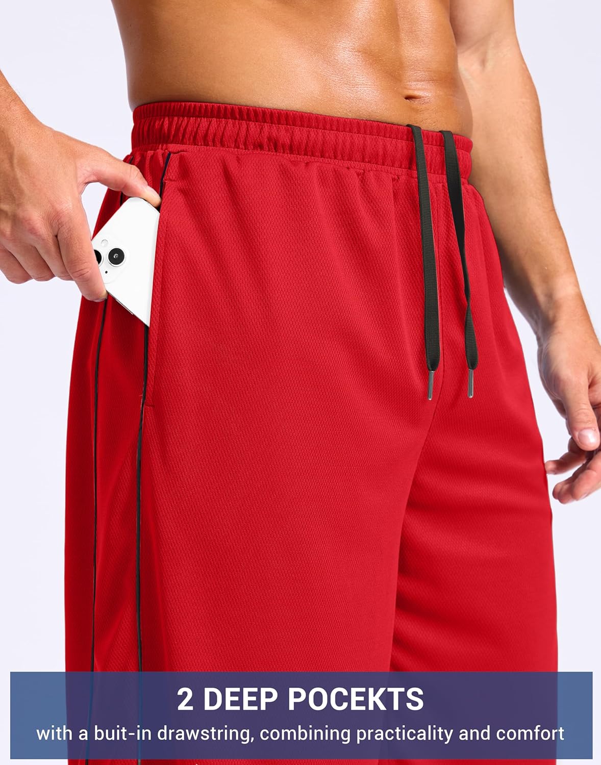 G Gradual Men's 12" Long Basketball Shorts with Pockets Lightweight Loose Fit Athletic Shorts Mesh Gym Shorts for Men