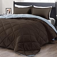 Vista 14 de Downluxe Juego de edredón de tamaño matrimonial, negro y gris, ropa de cama suave para todas las estaciones, 3 piezas, con 2 fundas de almohada