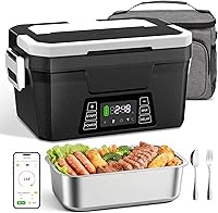 Vabaso Cordless Heated Lunch Box: 27000mAh Battery, APP Scheduled Heating, 1.2L Capacity, 248°F Max for Office Travel Outdoors