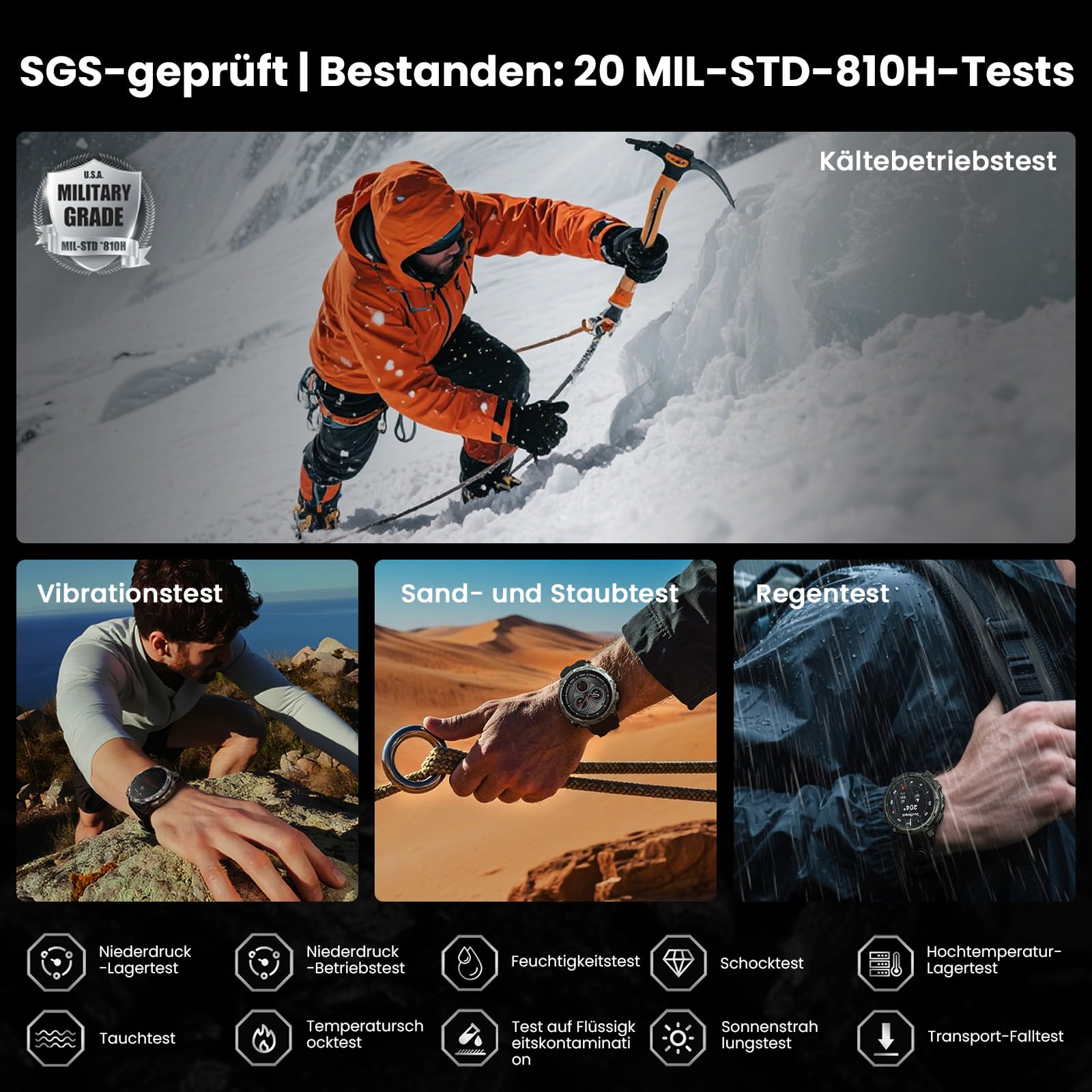 KOSPET Tank T4 GPS Smartwatch Herren, Voll Edelstahl, Offline-Karten | Robuste Militär Watch, 1,43" AMOLED, 10ATM Wasserdicht (45 m Tauchen), 180+ Sportmodi, 24/7 Herzfrequenz/Schlafmonitor