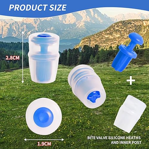 Miniatura 10 de Boquilla de repuesto para válvula de mordida apta para mochila de hidratación y la mayoría de las marcas (paquete de 4), con válvula de cierre y