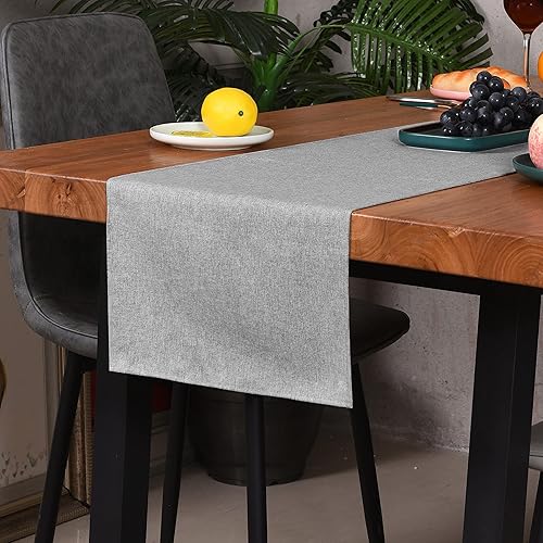 Miniatura 2 de Camino de mesa de 13 x 72 pulgadas de largo, algodón lino estilo granja gris mantel de mesa para cocina, comedor, mesa de café, fiestas, boda,