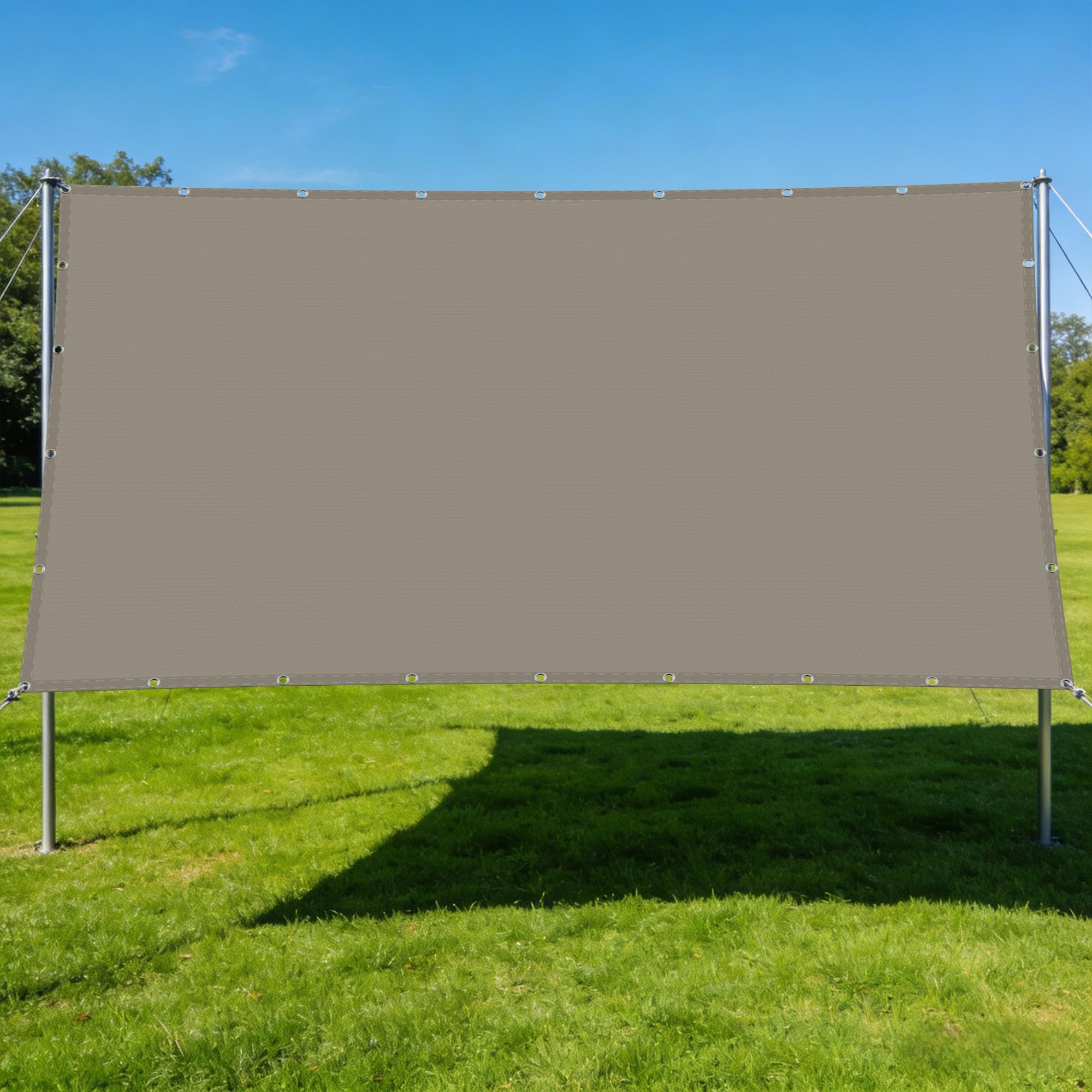 Voile d'ombrage imperméable 120x260 cm en toile solaire sable et taupe résistant aux UV