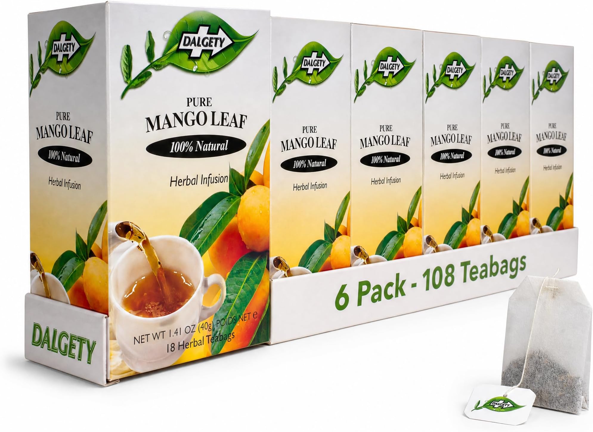 Mango Leaf Herbal Infusion 40g Cartons 100% Natural, Caffeine Free Tea; Delicious and Packed with Unique Health Benefits (6 Pack - 108 Teabags)