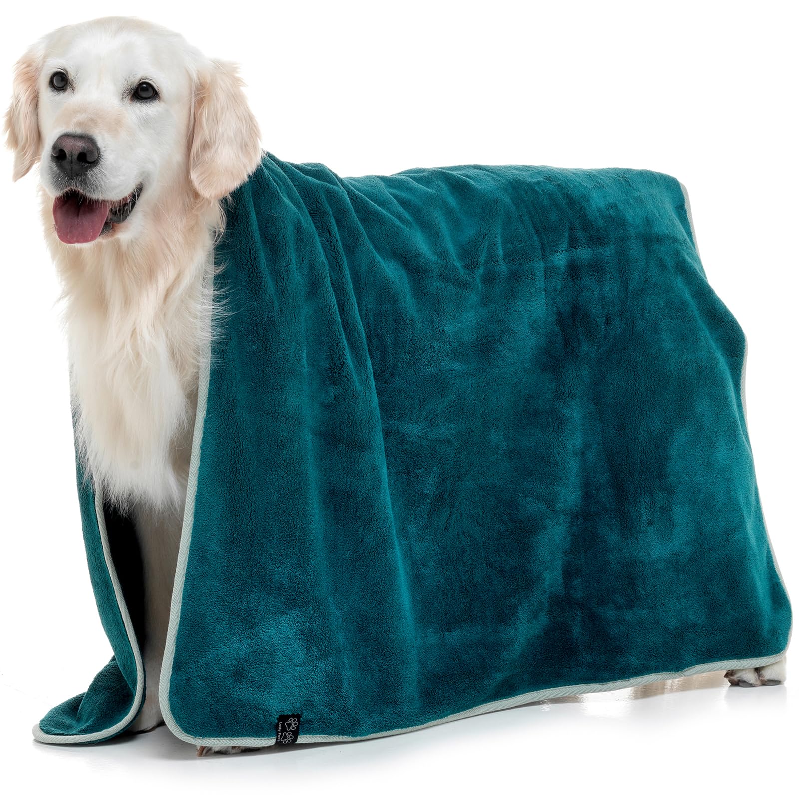 Lucky Paws Teal Lucky Paws® Uk Dog Towel – Luxuriously Thick 600Gsm, 140X80cm Extra Large Towel For Drying Dogs – Extremely Absorbent, Fast Drying, Ultra Soft (Pack Of 1, )