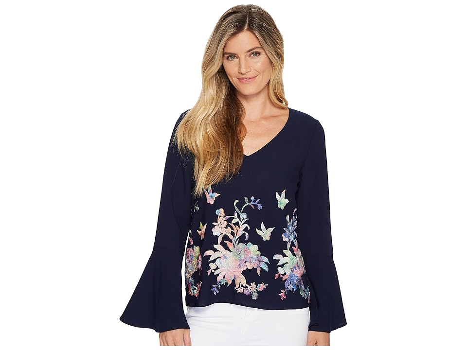 

Karen Kane Embroidered Flare Sleeve Top (Multi) Women's Clothing