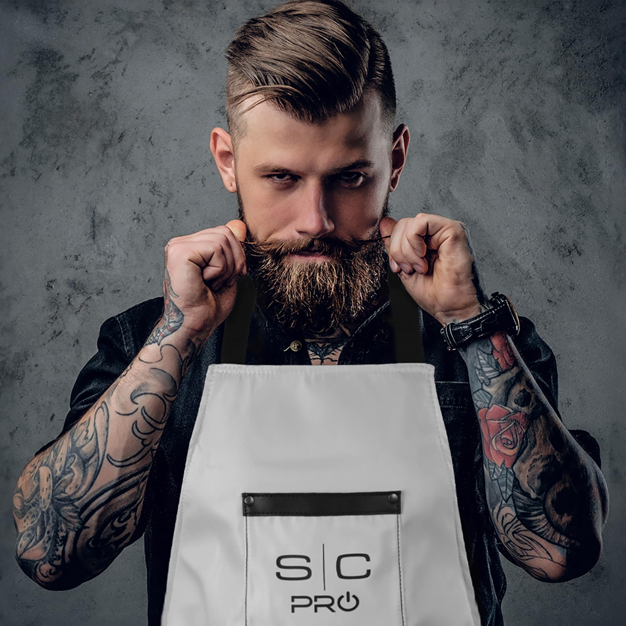 StyleCraft Grembiule da barbiere professionale, resistente, impermeabile, con tracolla posteriore incrociata e tasche