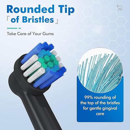 Miniatura 3 de Keosaa Cabezales de repuesto para cepillos de dientes compatibles con Oral B, paquete de 20 (negro)