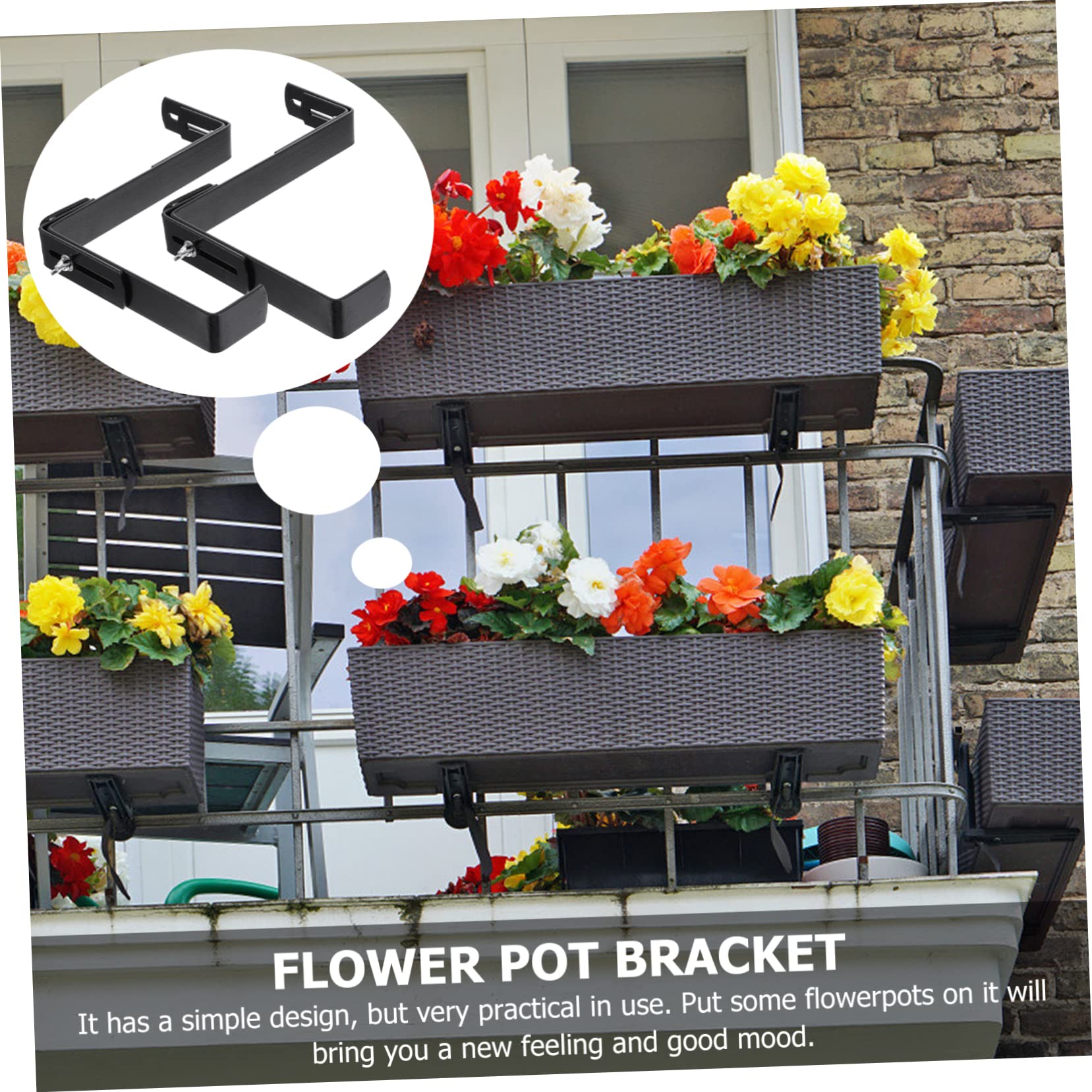 BESTonZON Blumentopfhalter Aus Eisen Balkon Hängeblumentopf Für 5-10,5cm Geländer Pflanzgefäß Aufhänger Für Garten Terrasse Wohnzimmer