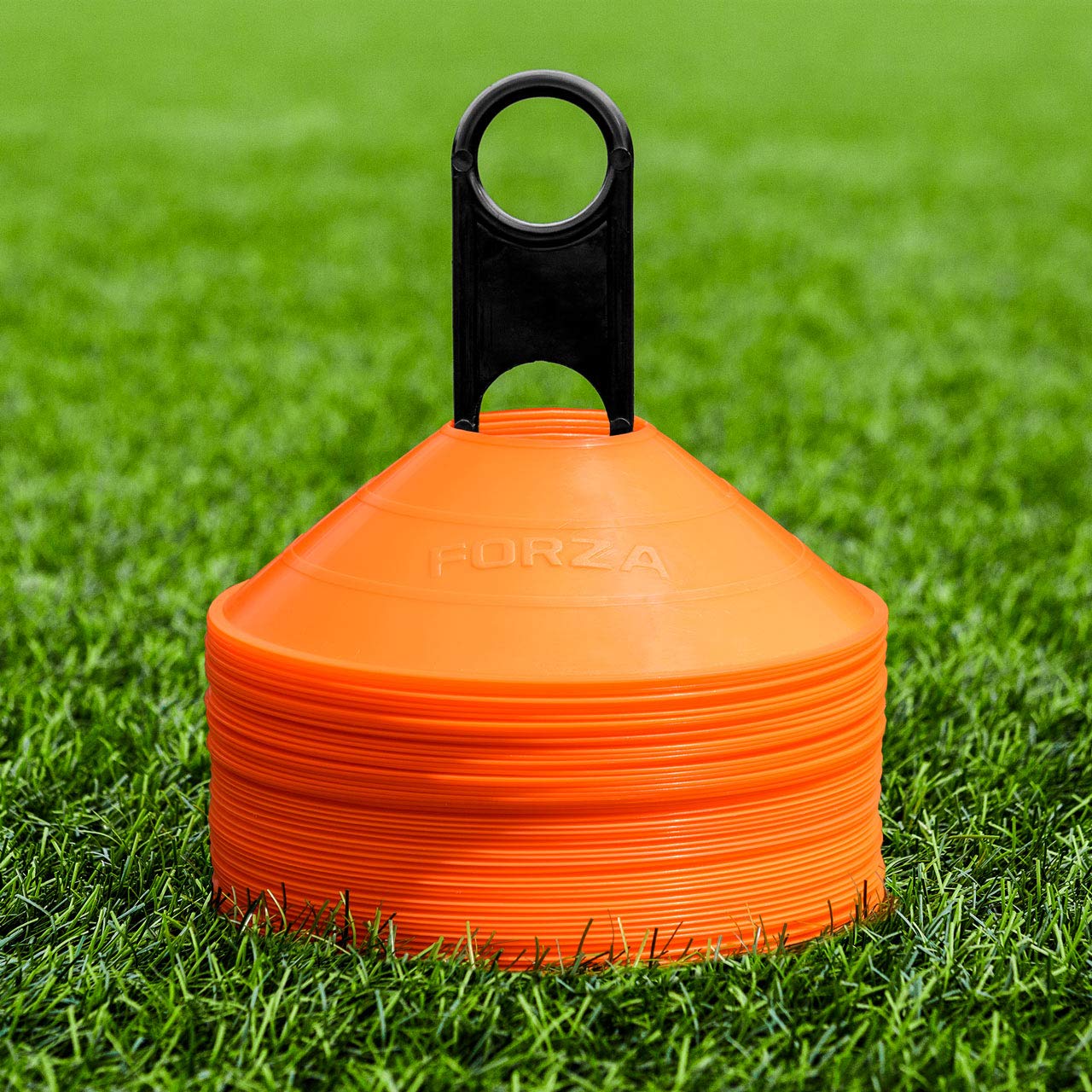 FORZA Multi-Sport Training Marker Cones | Pack of 50 or 1000 Soccer Cones in 8 Vibrant Colors - Durable Construction, Portability and Convenient Storage with Holder