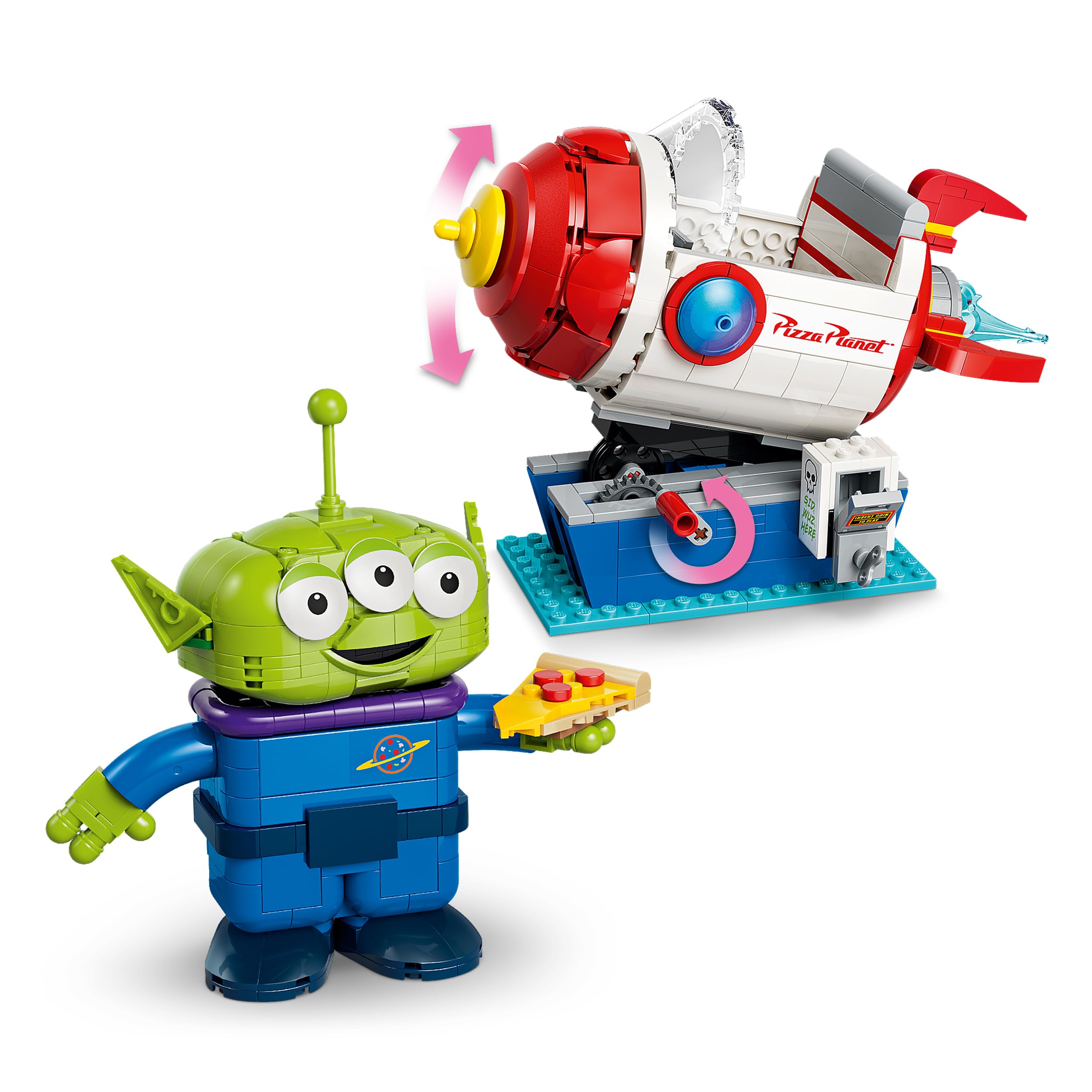 LEGO | Disney y Pixar Toy Story Marcianito con Cohete de Pizza Planet - Cohete Espacial de Juguete con Figura de Alien - Decoración del Dormitorio - Regalo para Niños y Niñas de 9+ Años - 43307