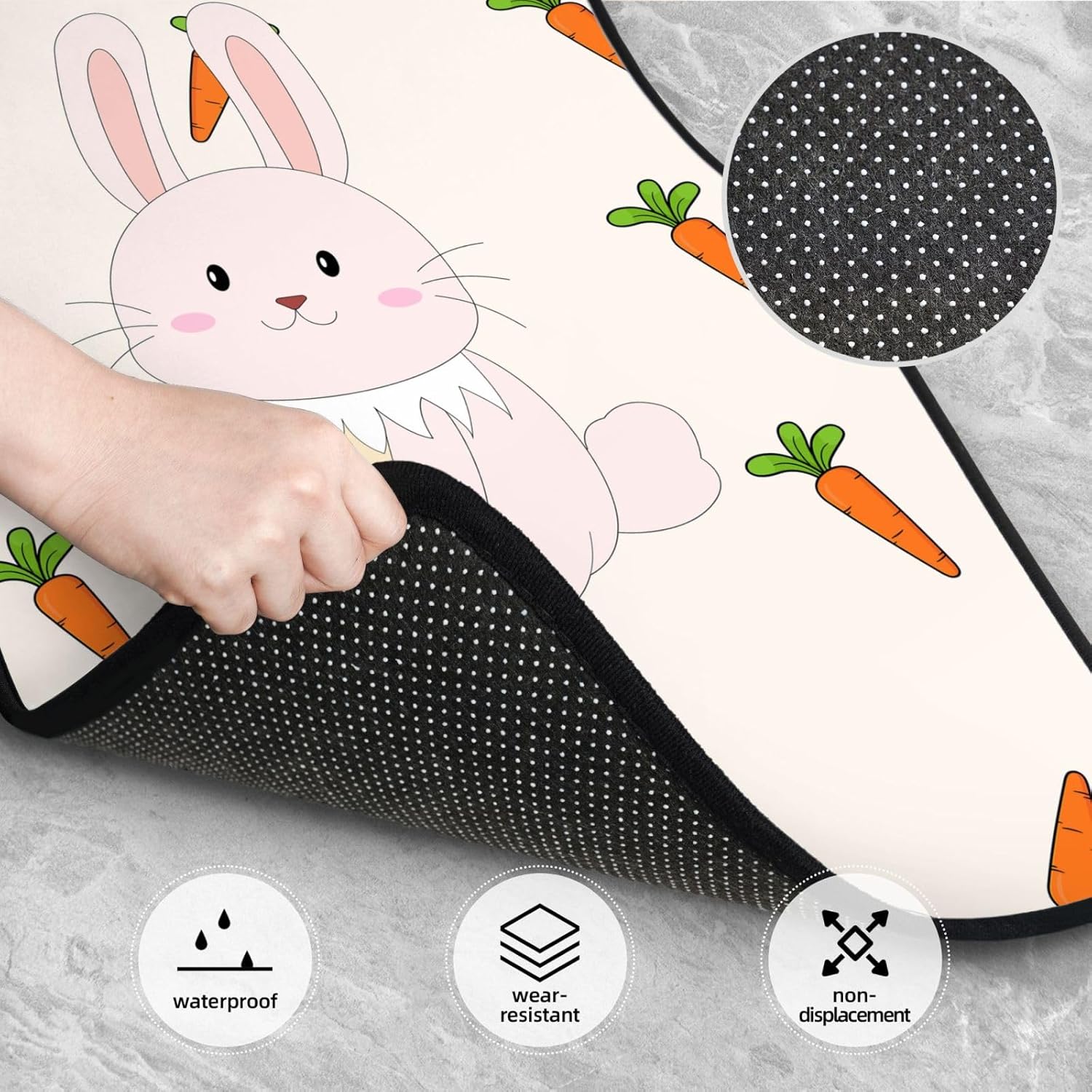 smiling rabbit Patterned car mats 4-piece set | For cars/SUVs/trucks | Firm fit without displacement