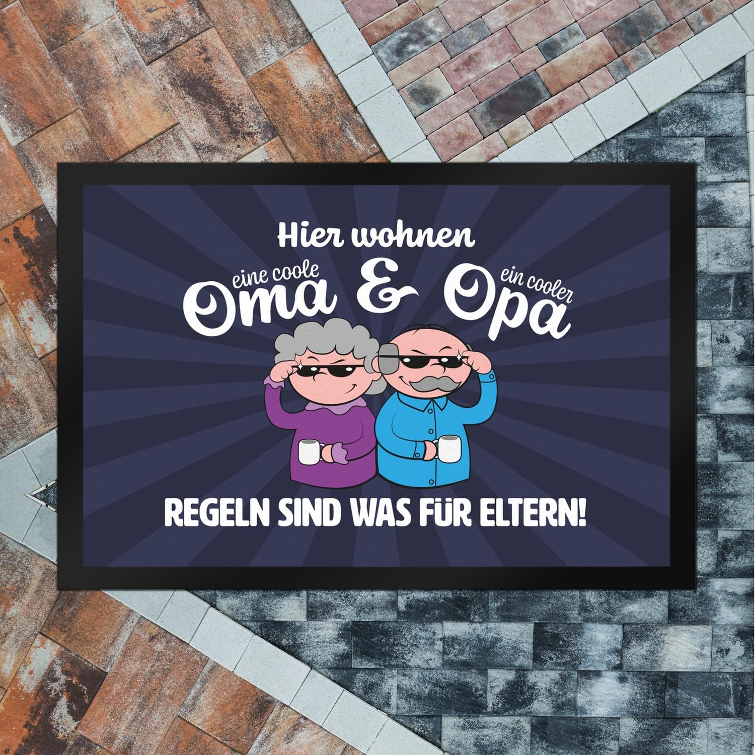 Coole Großeltern Fußmatte XXL in 50x75 cm mit Spruch Regeln sind was für Eltern EIN Cooler Türvorleger für den Eingangsbereich Motiv Wohnungseinweihung Fußabtreter Türmatte