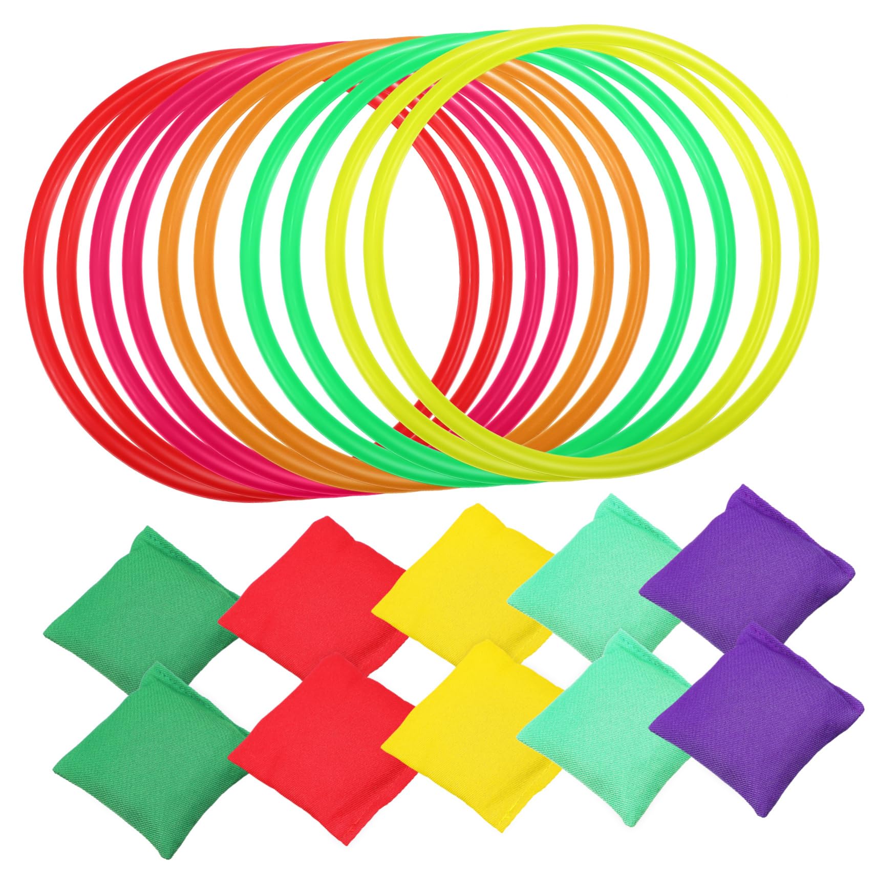 ifundom 20Pcs Set Toss Bean Bag Set Fun Ring Toss Game for Outdoor Activities Party Supplies Durable Lightweight for Family Gatherings Backyard Games Events Random Color
