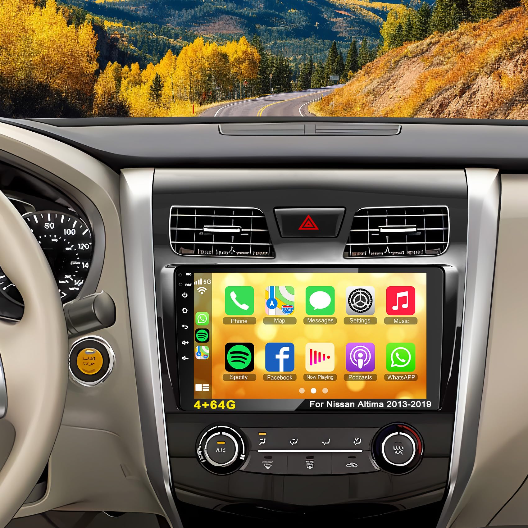 Photo 1 of Car Radio Stereo for Nissan Altima 2013 2014 2015, 4G+ 64G Android 10" Touch Screen Head Unit with Wireless Carplay and Android Auto 5G WiFi GPS Bluetooth FM SWC Backup Camera