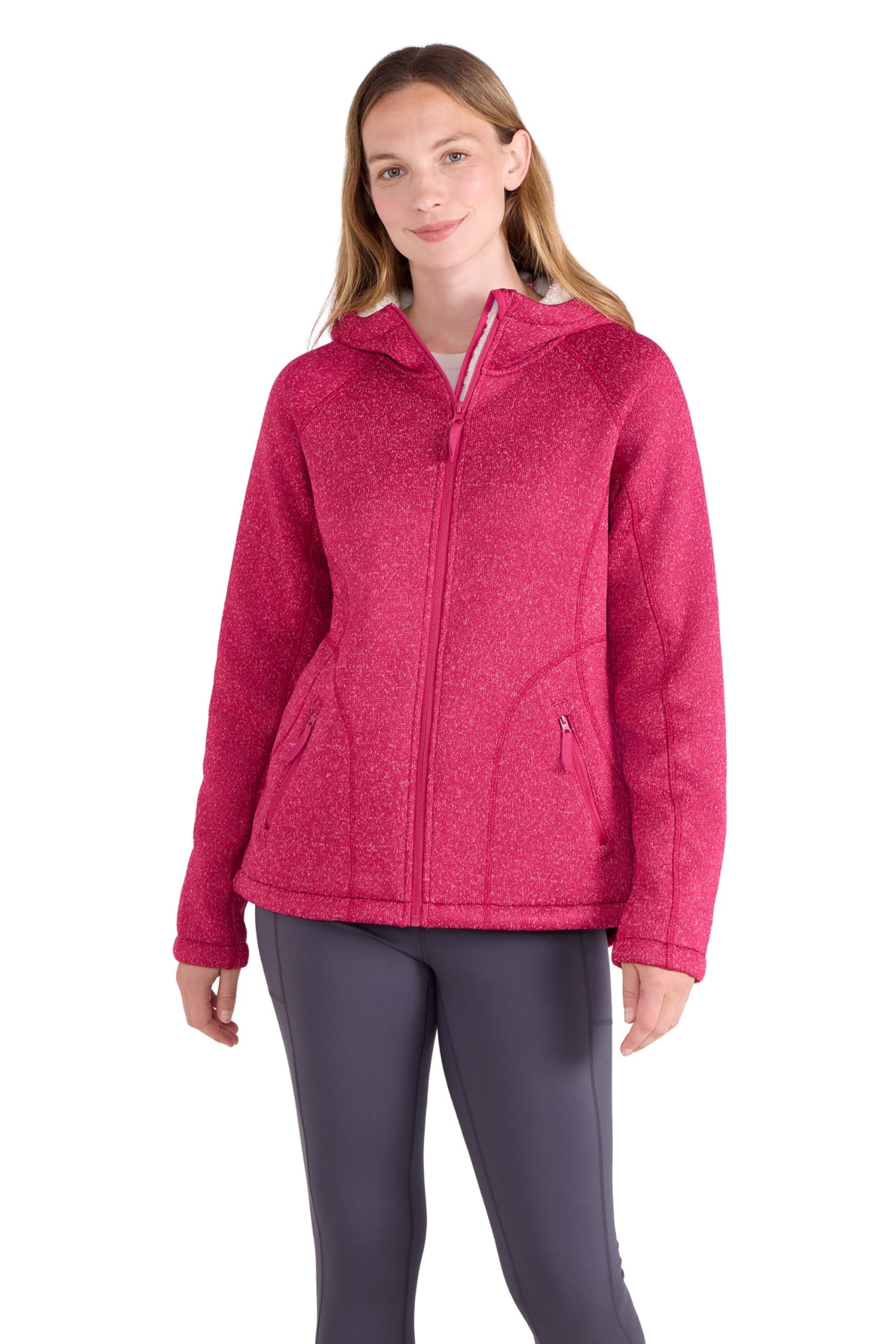 Mountain Warehouse Womens Nevis Full Zip Fur Lined Hoodie Bright Pink (Fur Lined) 6