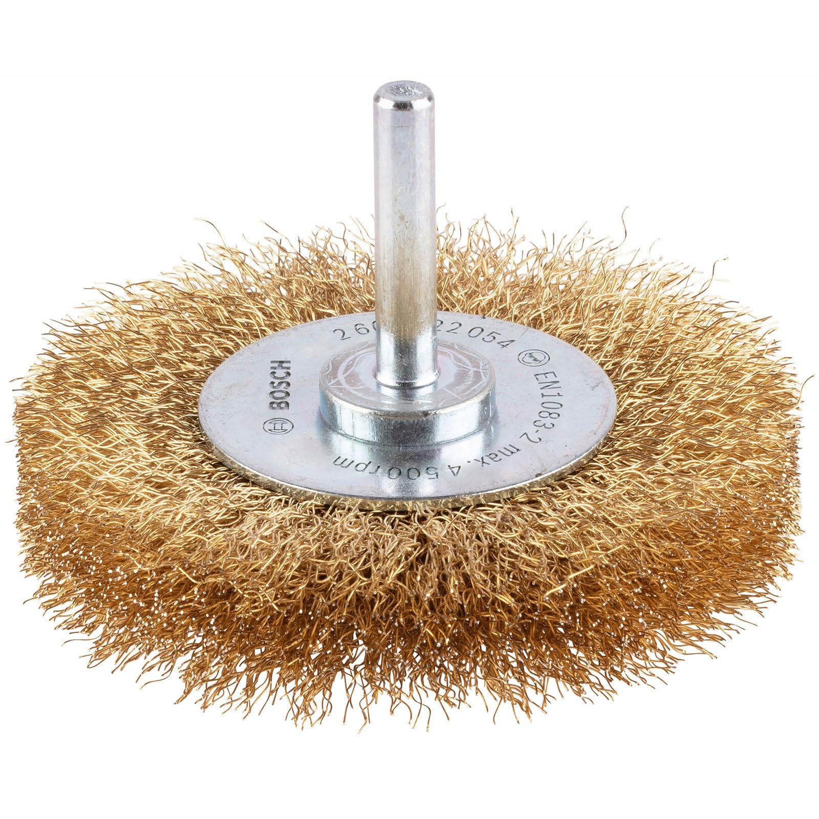 Bosch Bosch 1x PRO Brass-Coated Steel Longlife Wire Wheel, Crimped Wire for 6 mm Cylindrical Shank and Drill (Ø 75 mm, Professional Ac