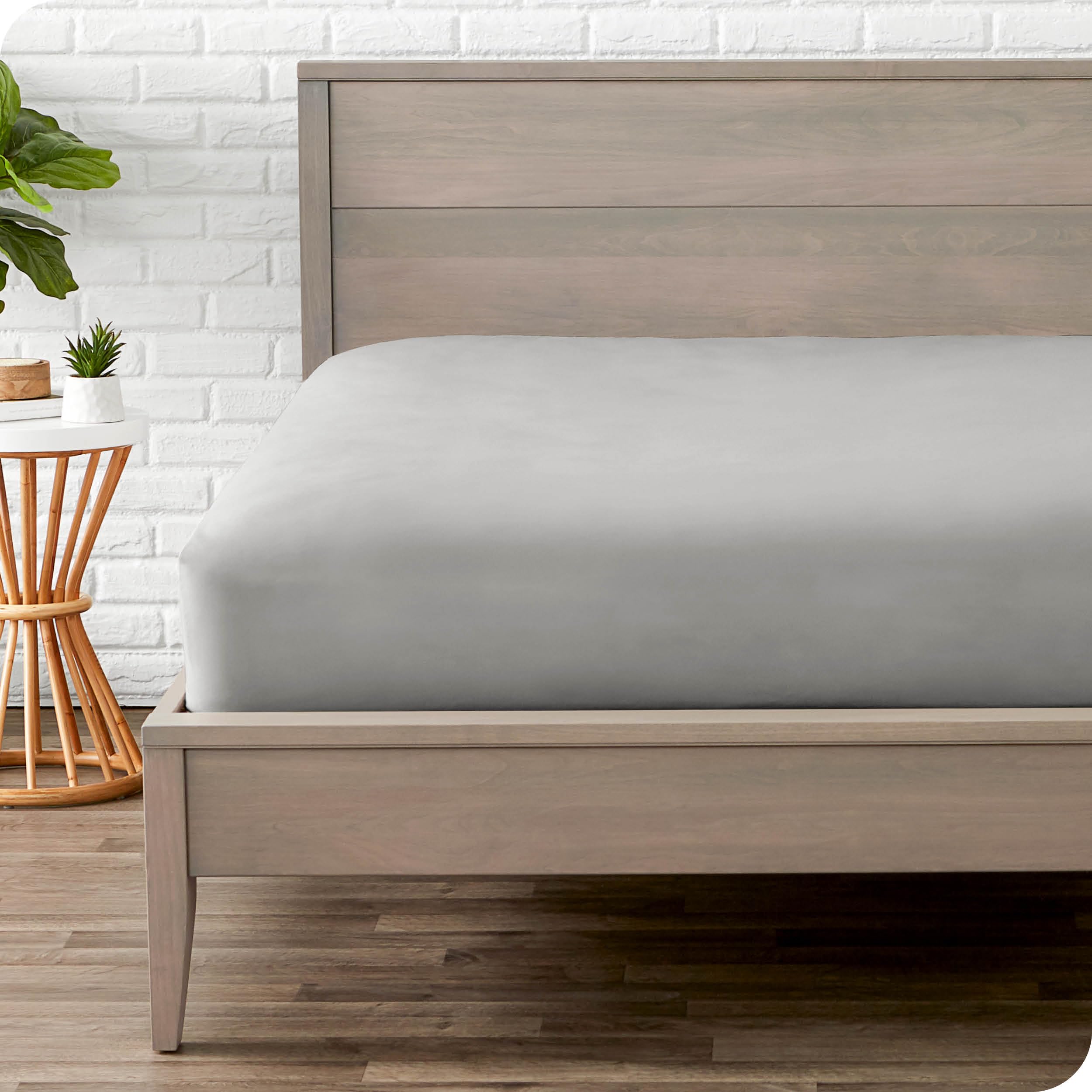 Lenzuolo sotto con angoli Bare Home - Microfibra Premium 1800 - Ultra morbido senza pieghe - Tasca profonda (200 x 200, Grigio Chiaro)
