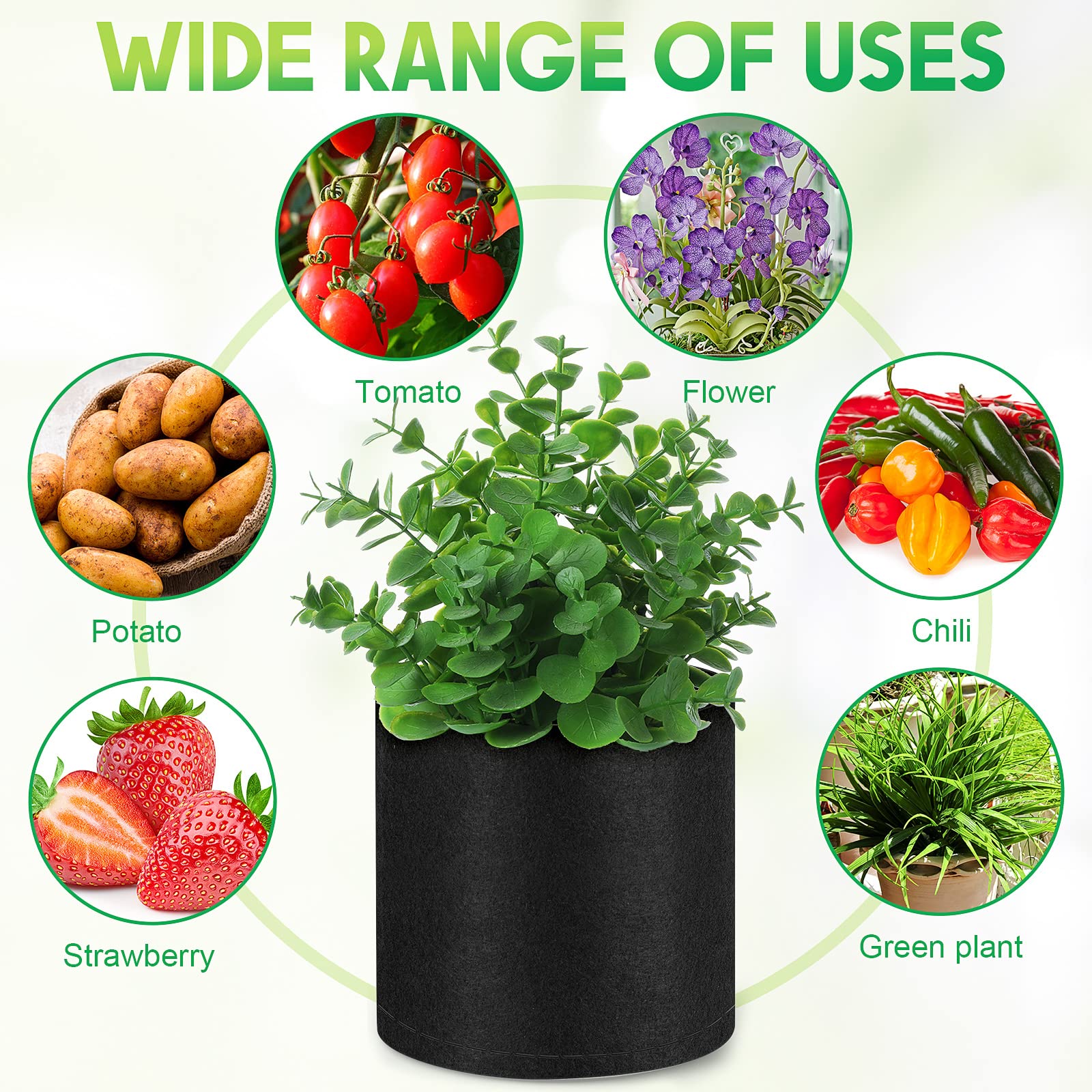 Nuanchu Lot de 50 Petits Sacs de Culture en Tissu Non tissé avec 50 étiquettes pour Plantes d'intérieur et d'extérieur pour Plantes d'intérieur et d'extérieur (3,8 l)