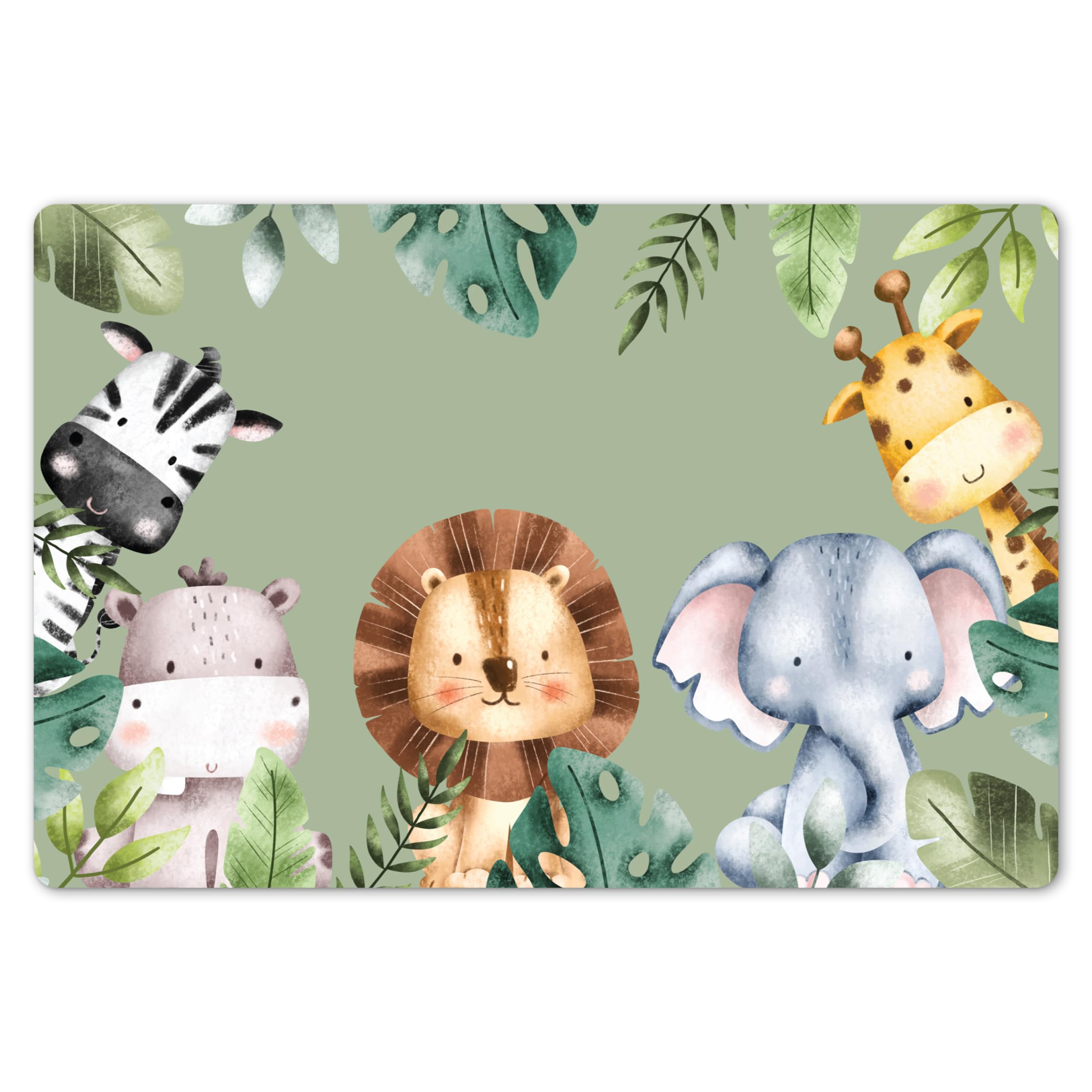 KitchenYeah© Place Mats For Table 18"x12" / 45x30 cm Placemat Set Of 6 Placemats Wipe Clean Kitchen Anti Slip Dinner Dining Mat Dinning Animals - Watercolor - Child - Nature