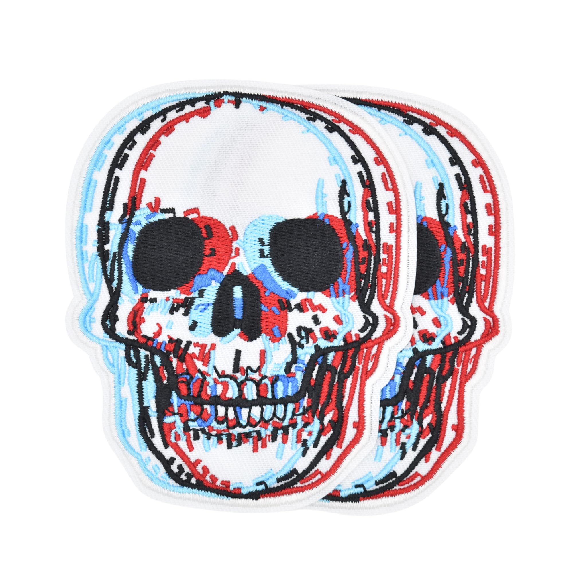 Ctctoo 2pcs 3D Skull Patch Embroidered Iron on Patches for Clothing, Sew on/Iron on Patches for Clothing, T-Shirts, Jackets, Backpacks, Jeans, Hats,