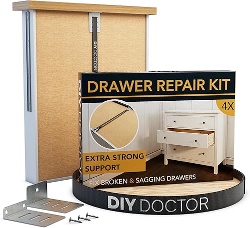 Kit de reparación de cajones (paquete de 4) – Arregla la parte inferior de los cajones caídos fácilmente – Refuerza los cajones de tocador y cocina