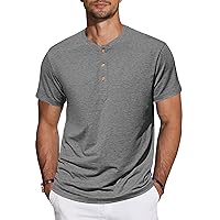 TARAINYA Henley T-Shirt Uomo Cotone Maniche Corte Maglietta Casual Comfortevole con