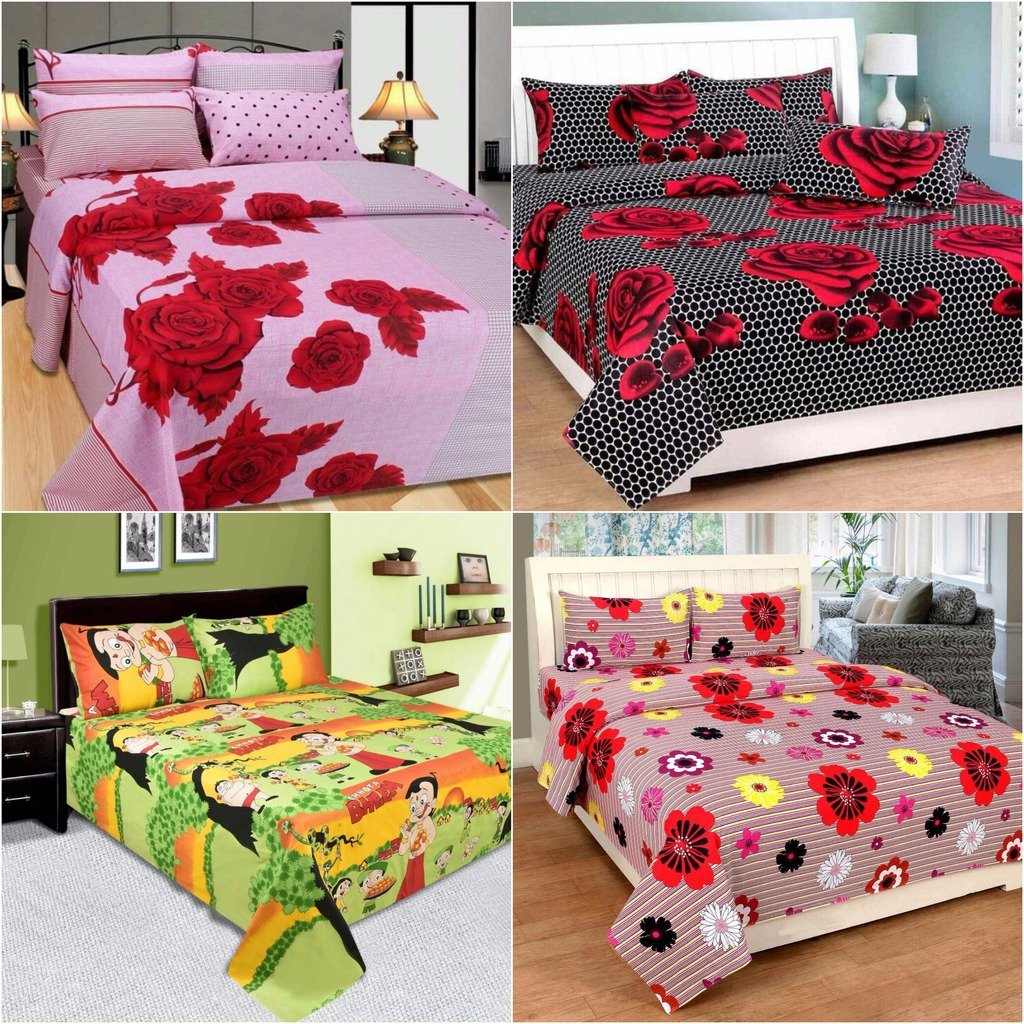 Buy Shree Fashion Hub Cotton Bedsheet Combo ( 4 Bedsheets With 8 Pillow