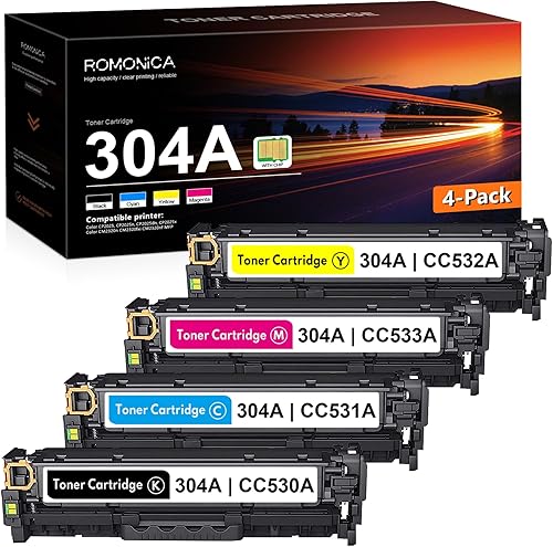 304A CC530A CC531A CC532A CC533A Juego de cartuchos de tóner BK,C,M,Y Reemplazo para HP 304A Toner Color CM2320n CM2320fxi CM2320nf MFP, CP2025
